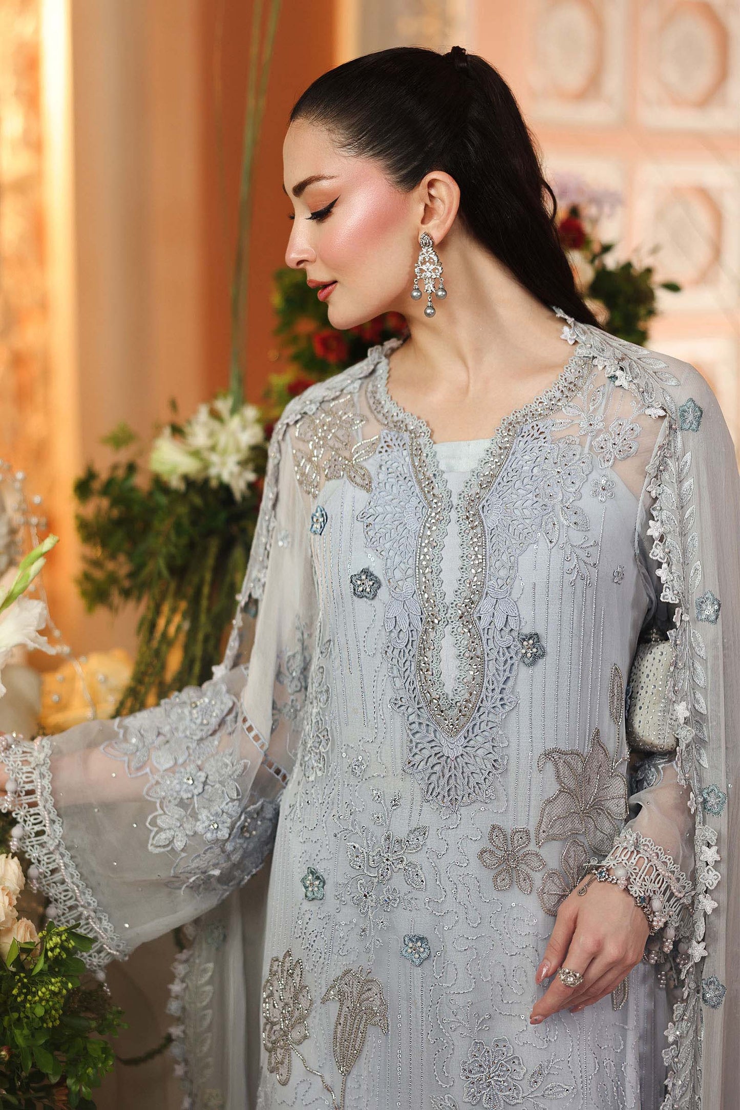 MPC-26-206-Muted Blue | Maria B Embroidered Chiffon Collection 2026