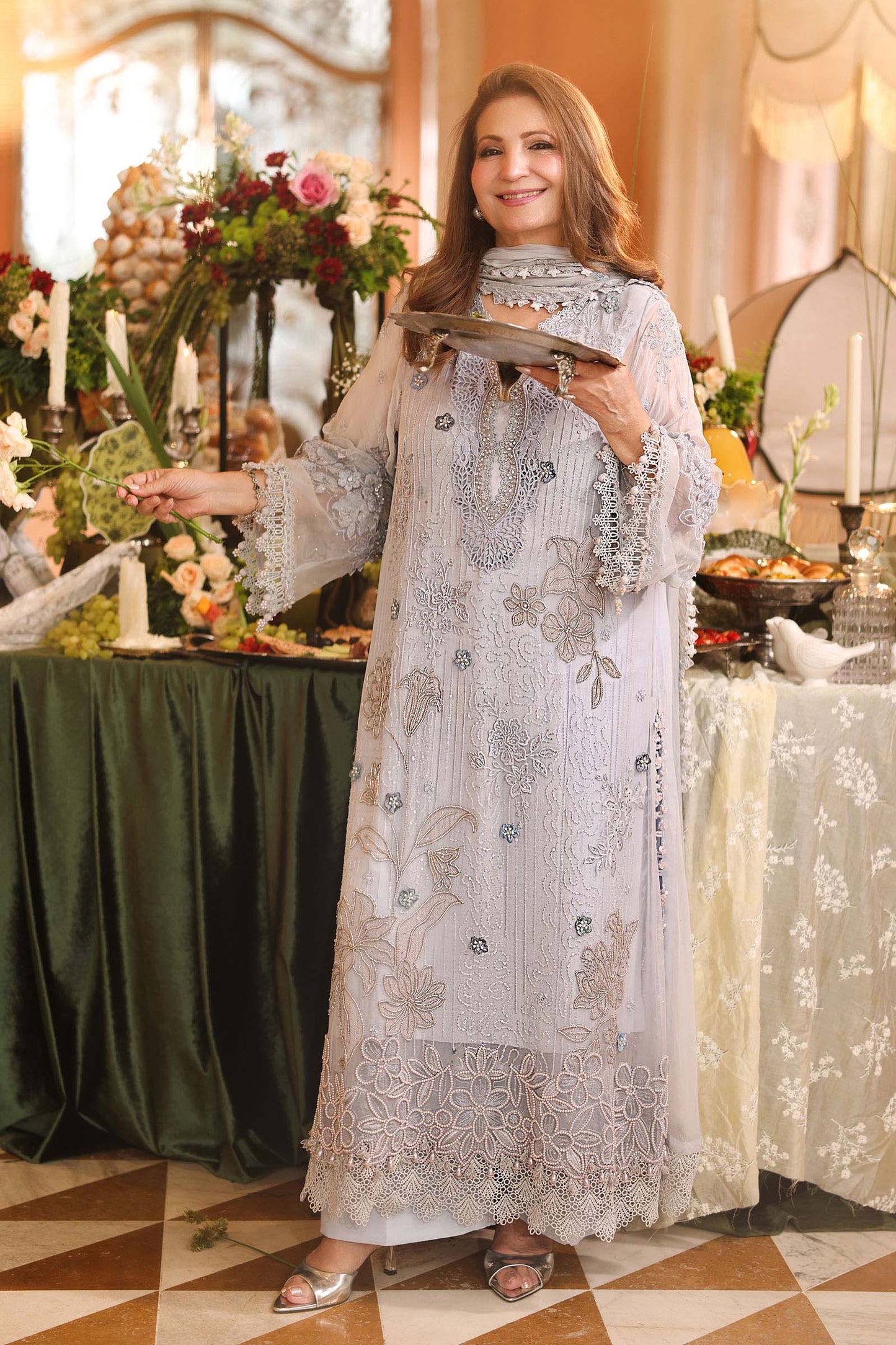 MPC-26-206-Muted Blue | Maria B Embroidered Chiffon Collection 2026