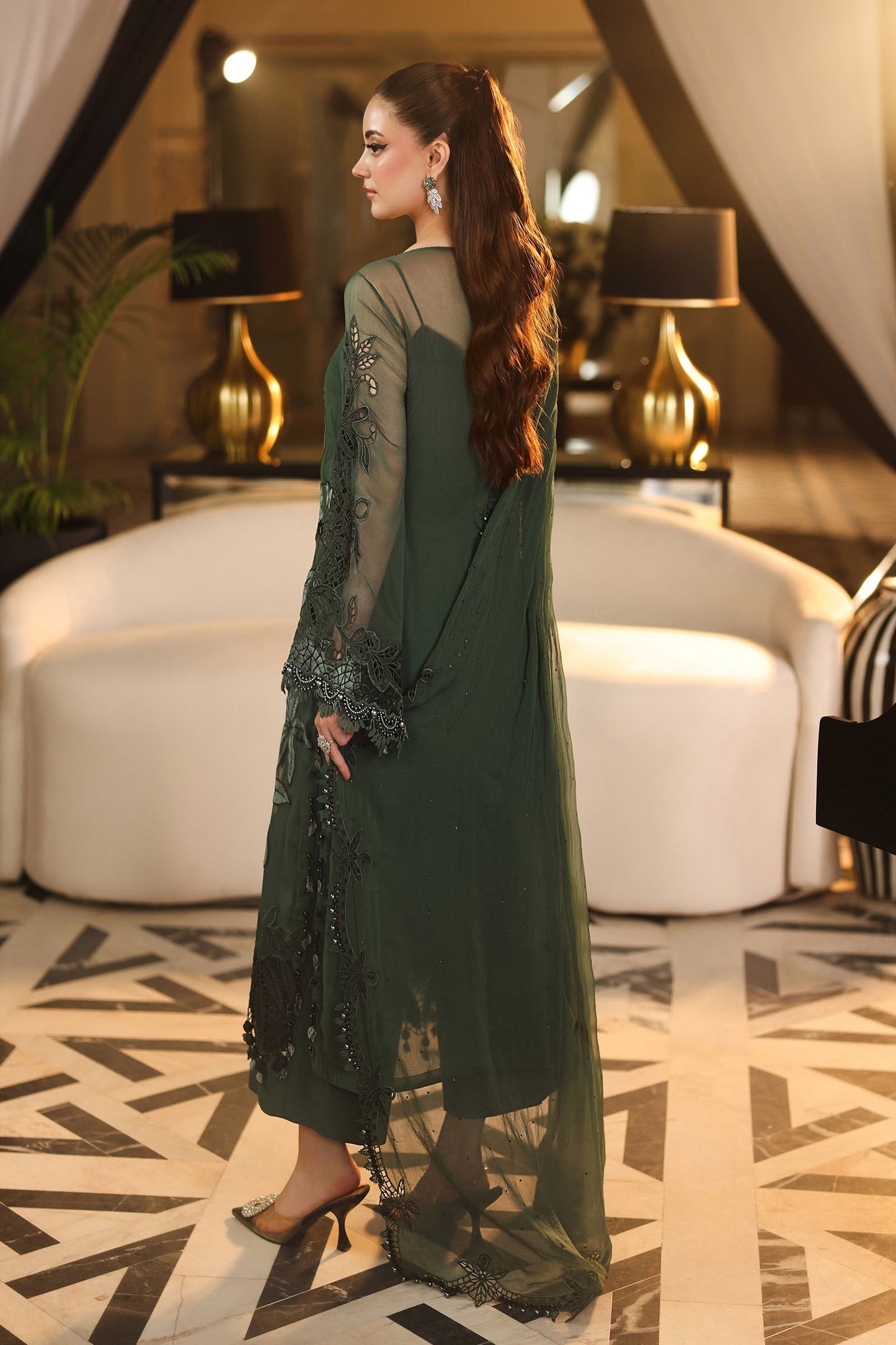 MPC-26-207-Pine Green | Maria B Embroidered Chiffon Collection 2026