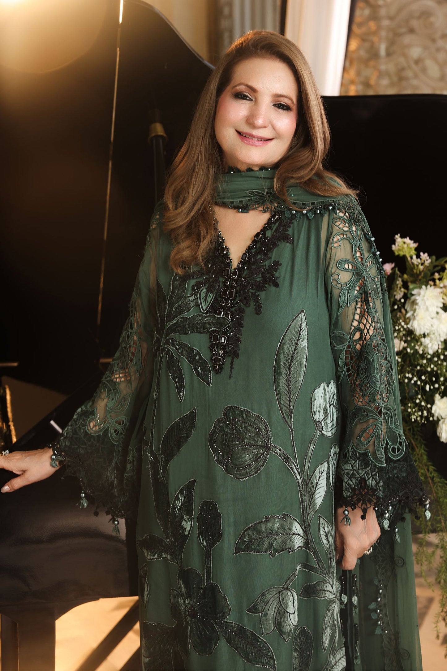 MPC-26-207-Pine Green | Maria B Embroidered Chiffon Collection 2026