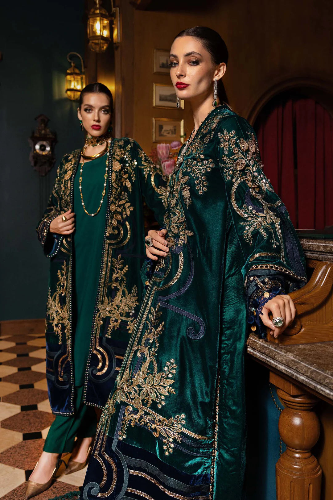 WL-1302- Emerald Green | Maria B Winter Luxe Collection 2025