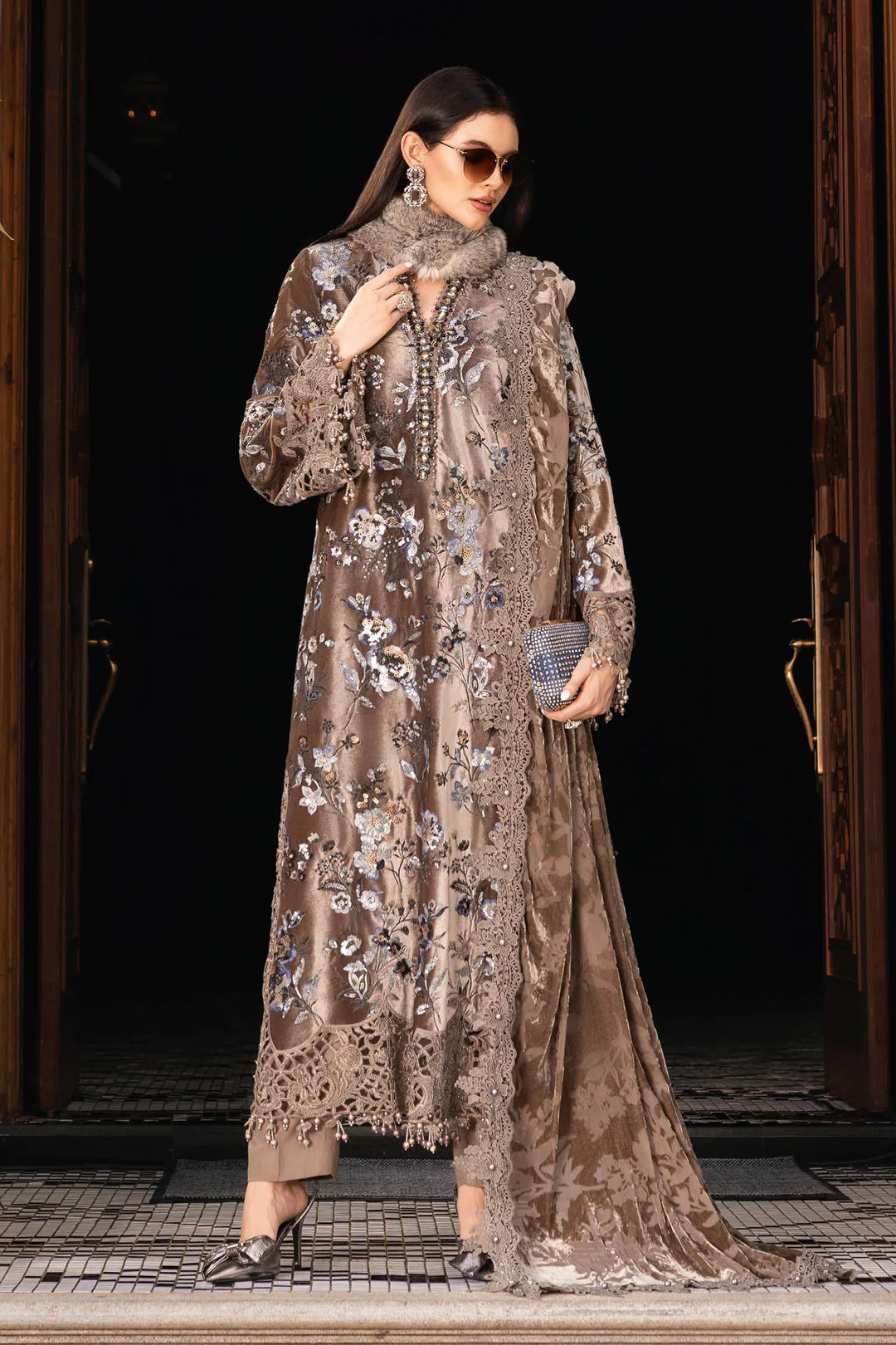 WL-1303- Beige | Maria B Winter Luxe Collection 2025