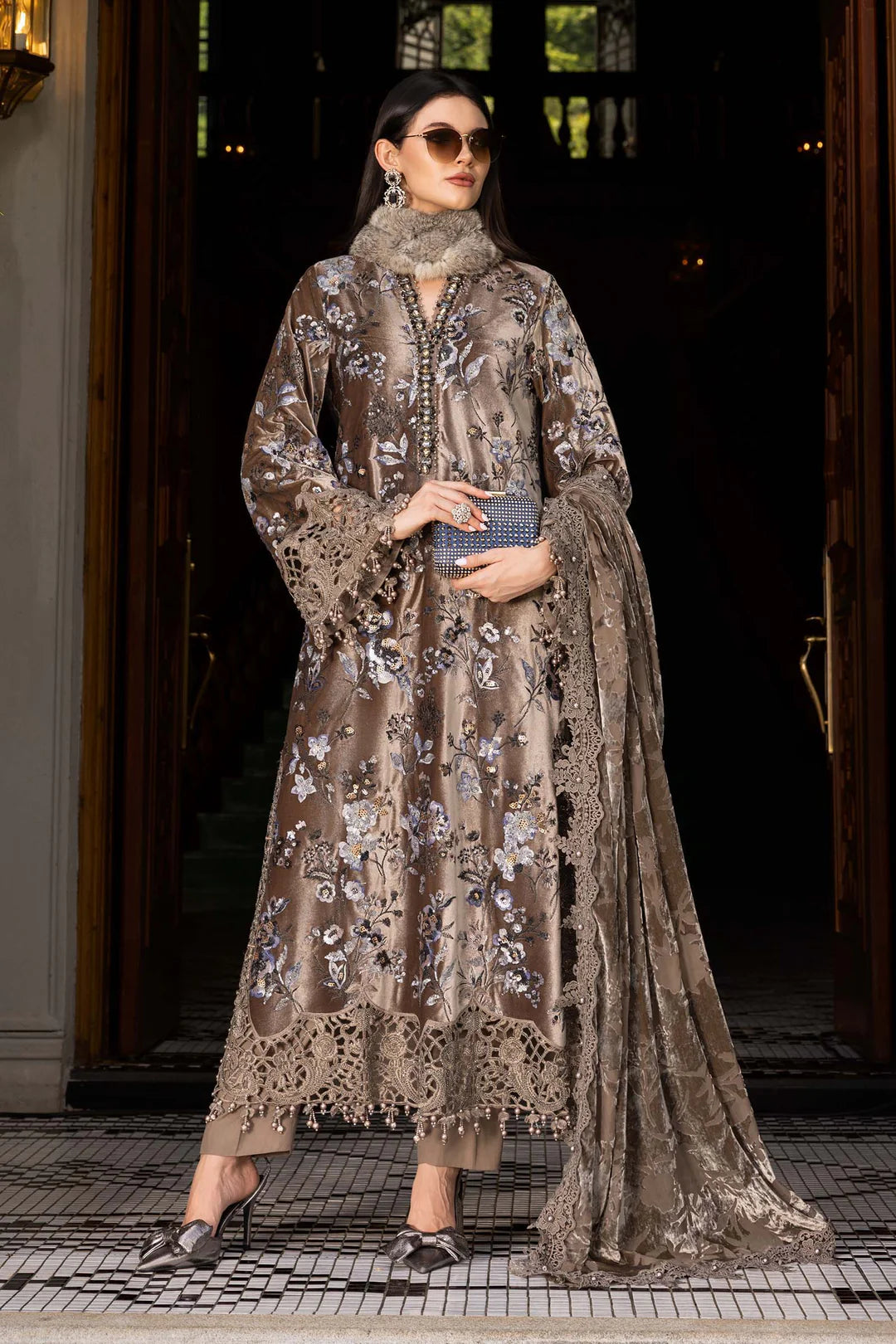 WL-1303- Beige | Maria B Winter Luxe Collection 2025
