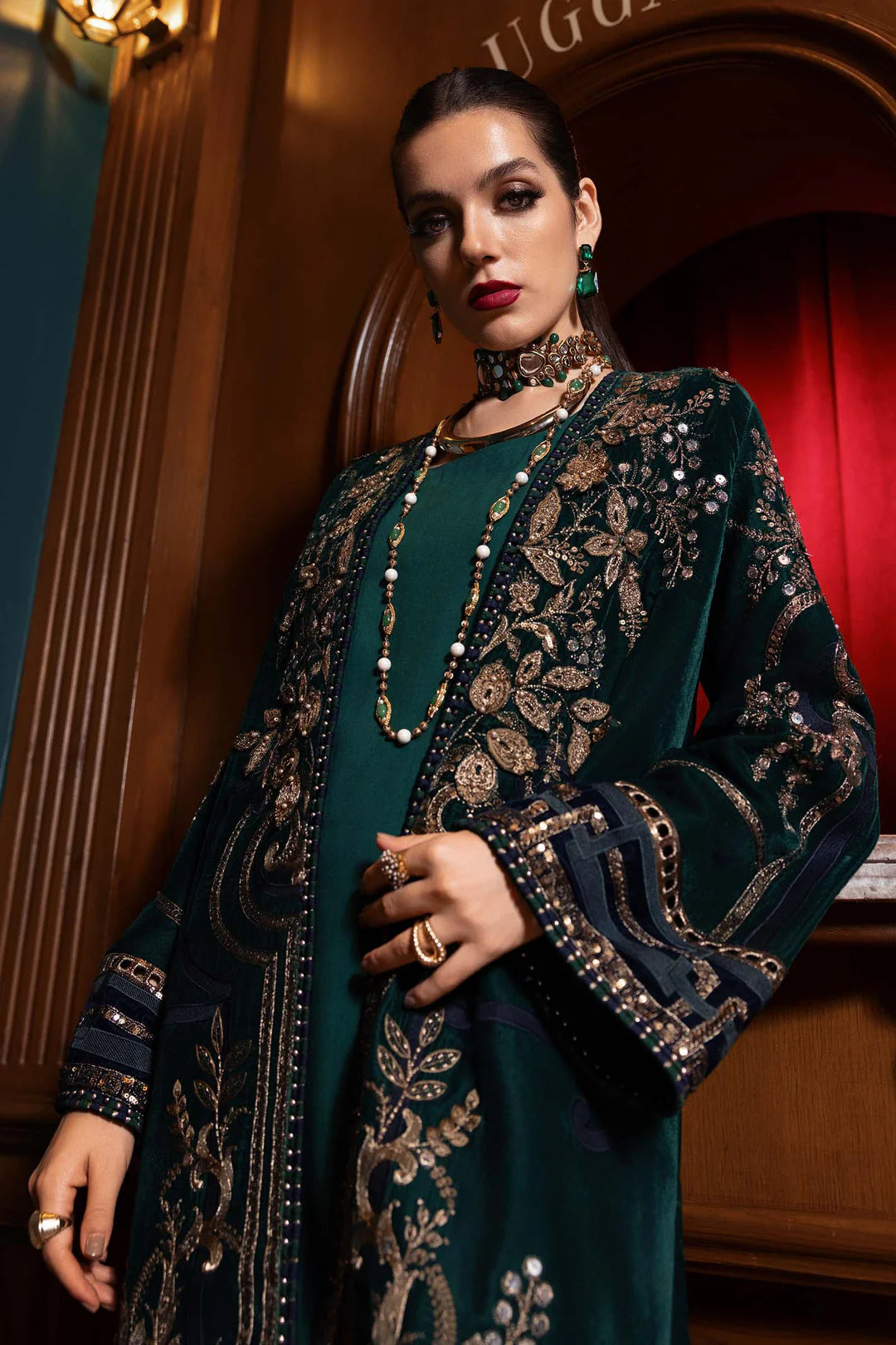 WL-1302- Emerald Green | Maria B Winter Luxe Collection 2025