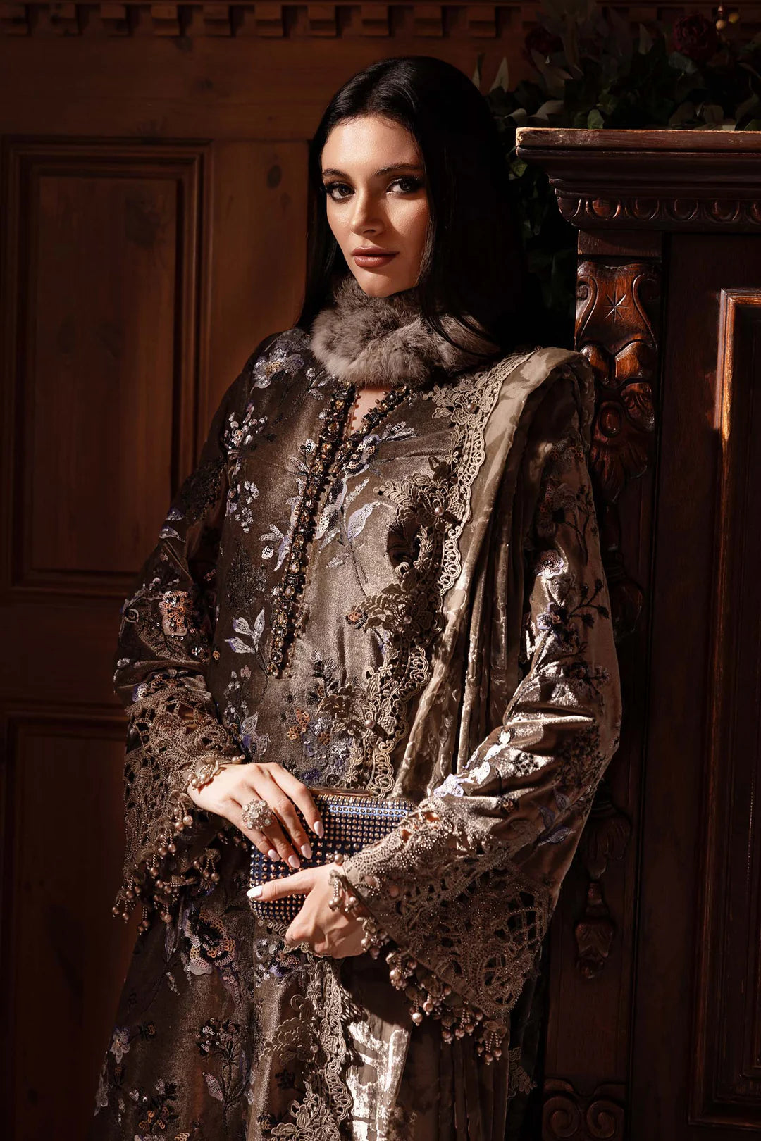 WL-1303- Beige | Maria B Winter Luxe Collection 2025