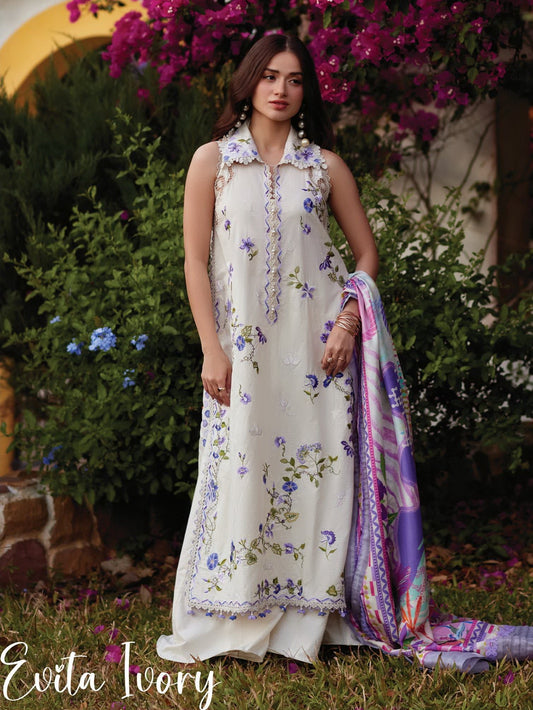 Evita Ivory |  Farah Talib Aziz  | Luxury Lawn Collection Unstitched 2026