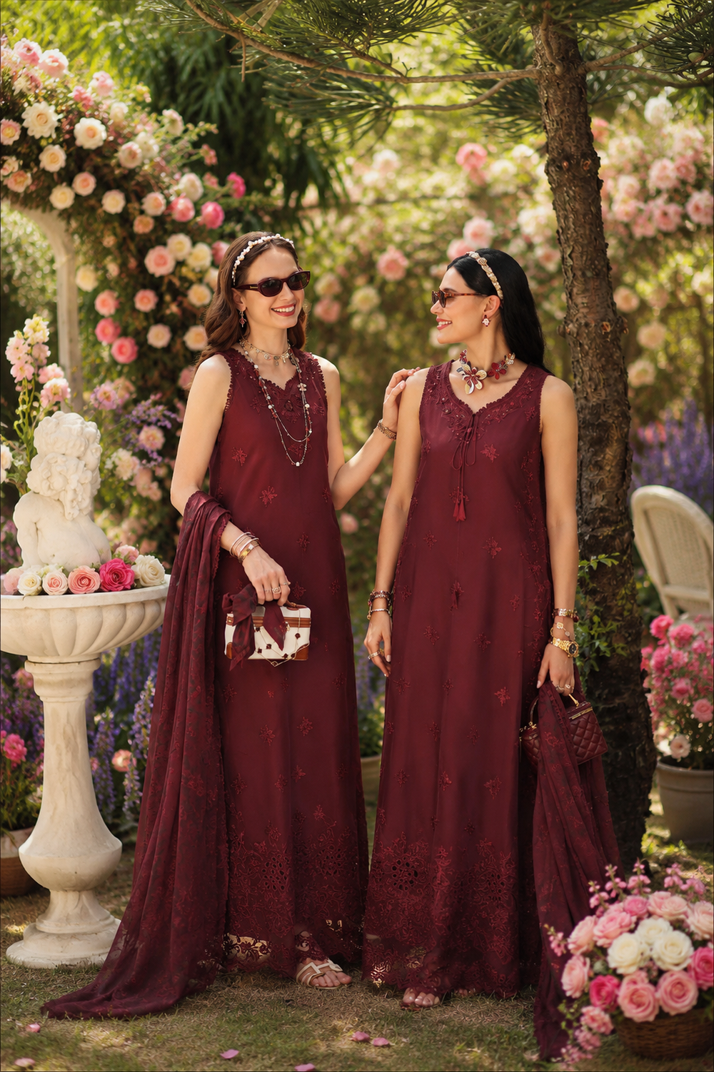 D10 – Burgundy | Saadia Asad | Noor Eid Luxury Printskhas Collection 2026