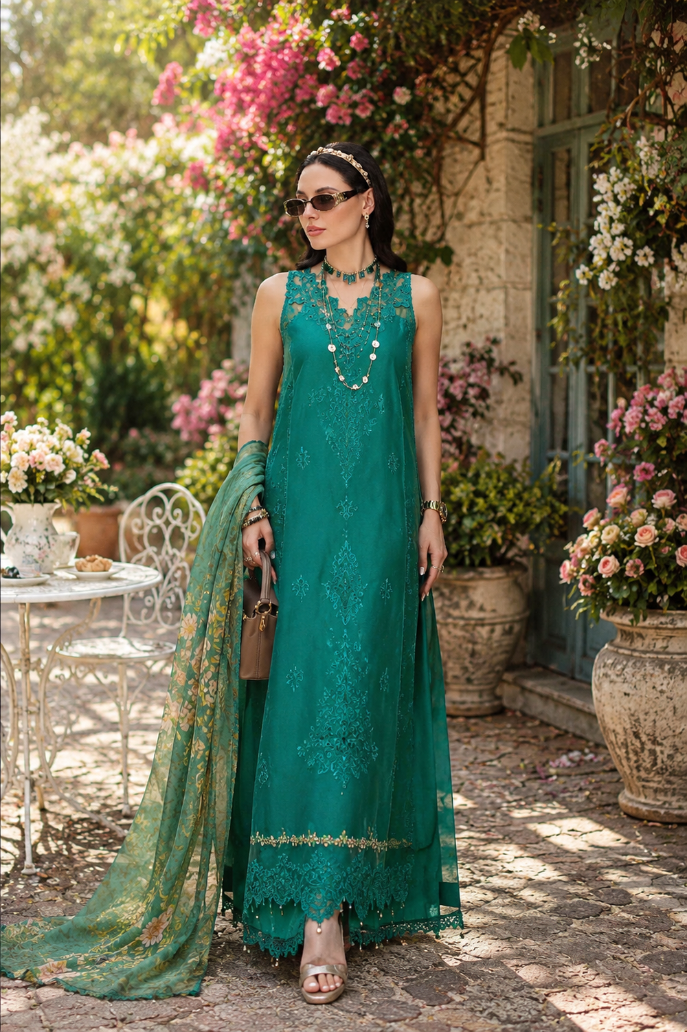 D2 – Peacock Green | Saadia Asad | Noor Eid Luxury Printskhas Collection 2026