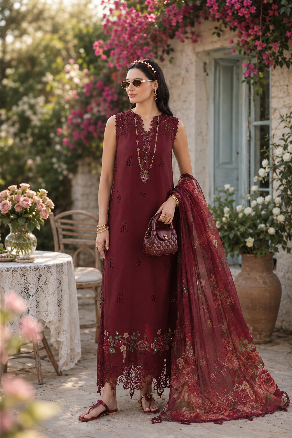 D14 – Ruby Royale | Saadia Asad | Noor Eid Luxury Printskhas Collection 2026
