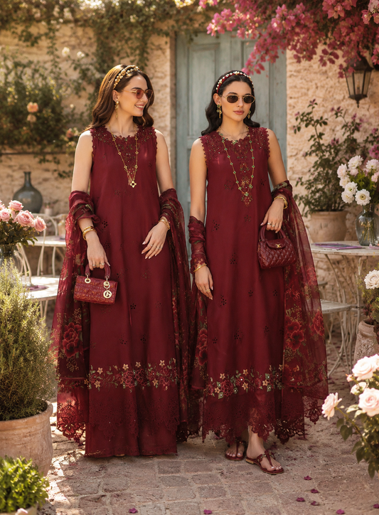 D14 – Ruby Royale | Saadia Asad | Noor Eid Luxury Printskhas Collection 2026