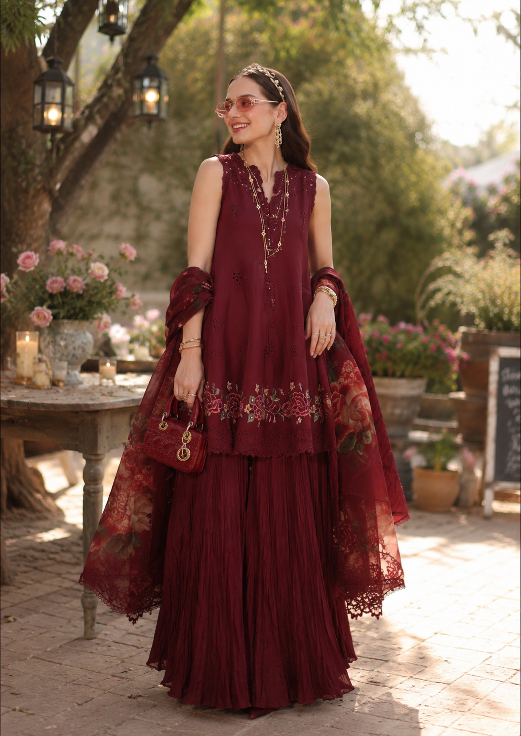 D14 – Ruby Royale | Saadia Asad | Noor Eid Luxury Printskhas Collection 2026