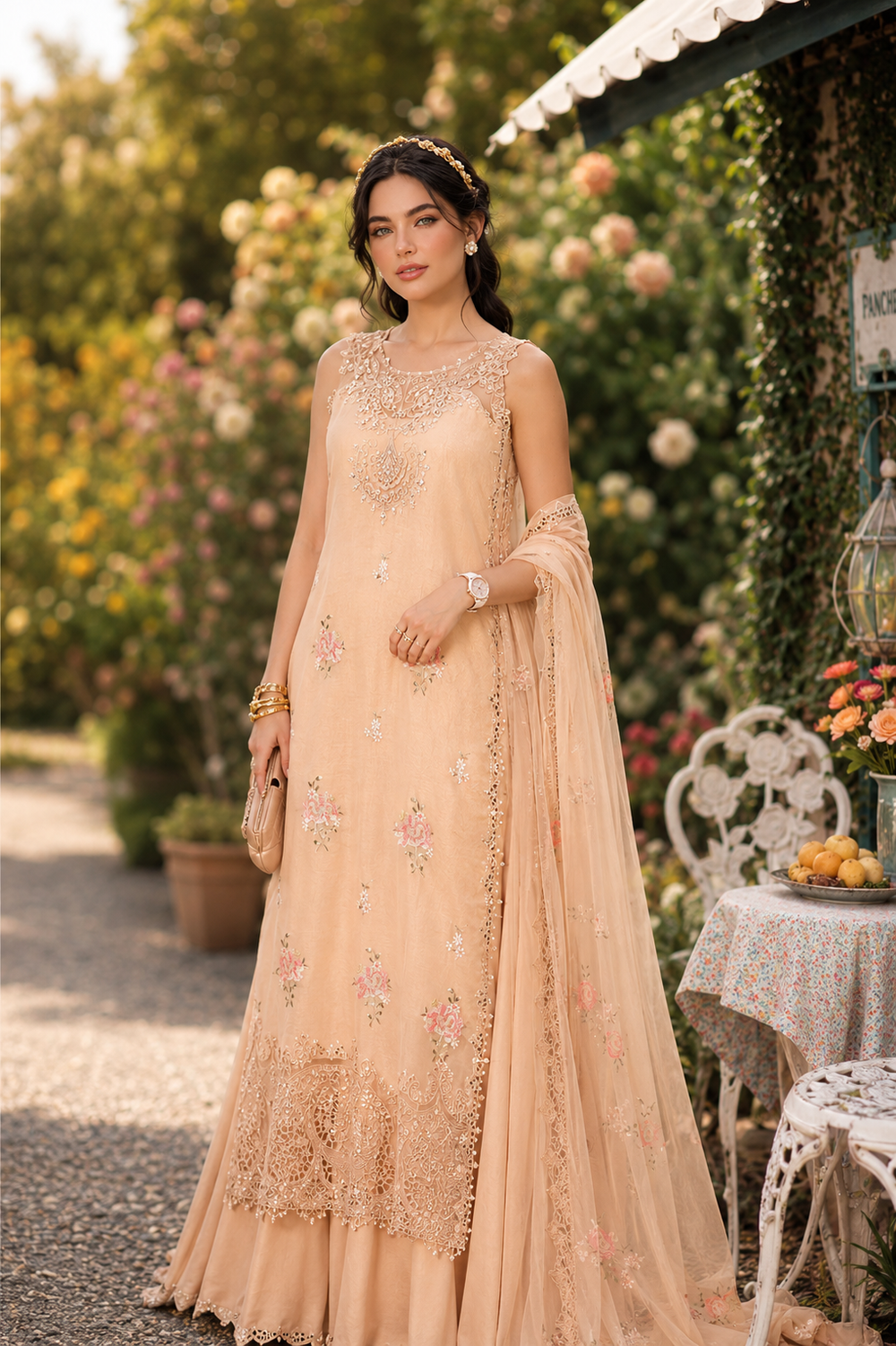 D13 – Blush Peach | Saadia Asad | Noor Eid Luxury Printskhas Collection 2026