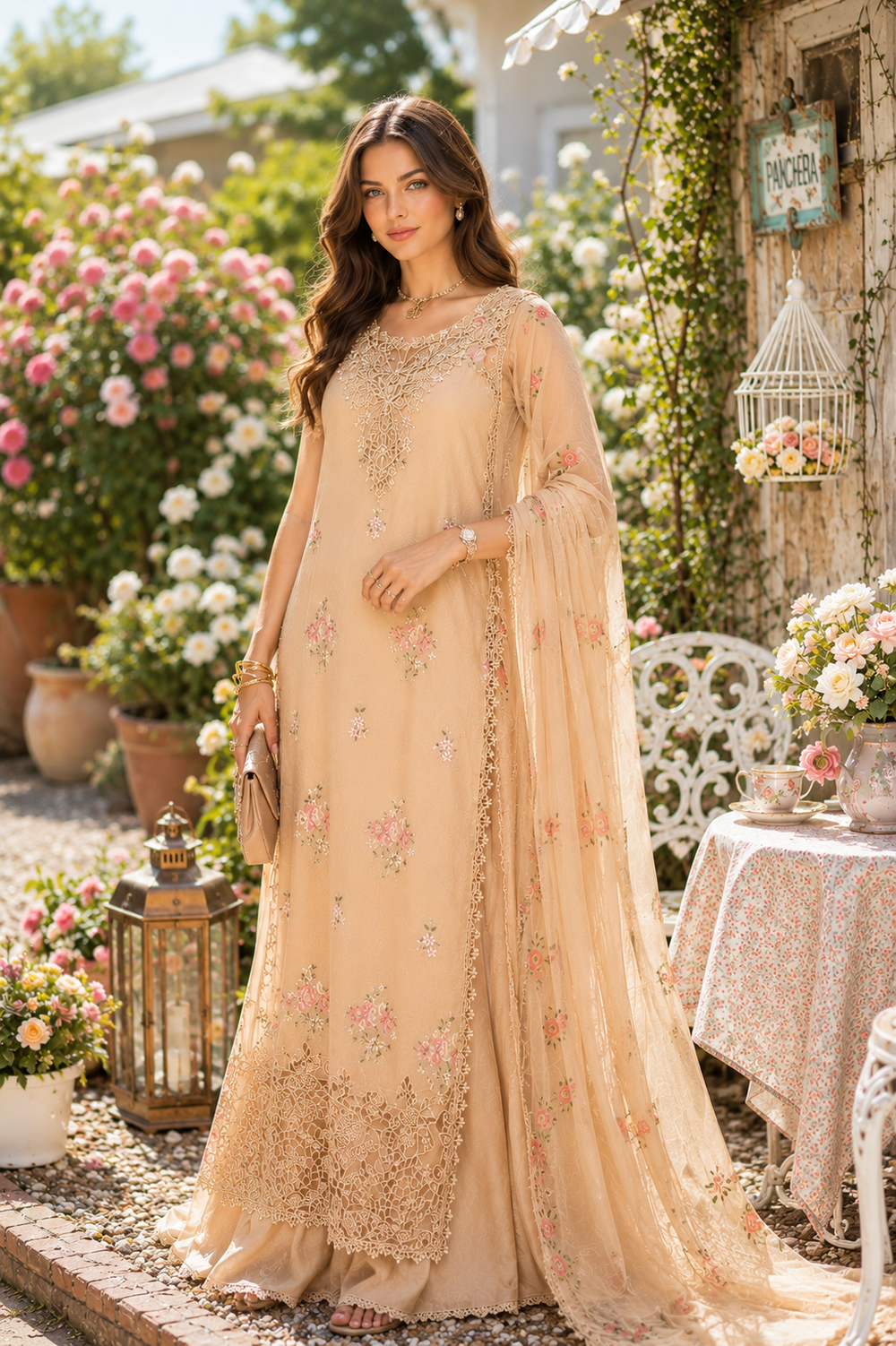 D13 – Blush Peach | Saadia Asad | Noor Eid Luxury Printskhas Collection 2026