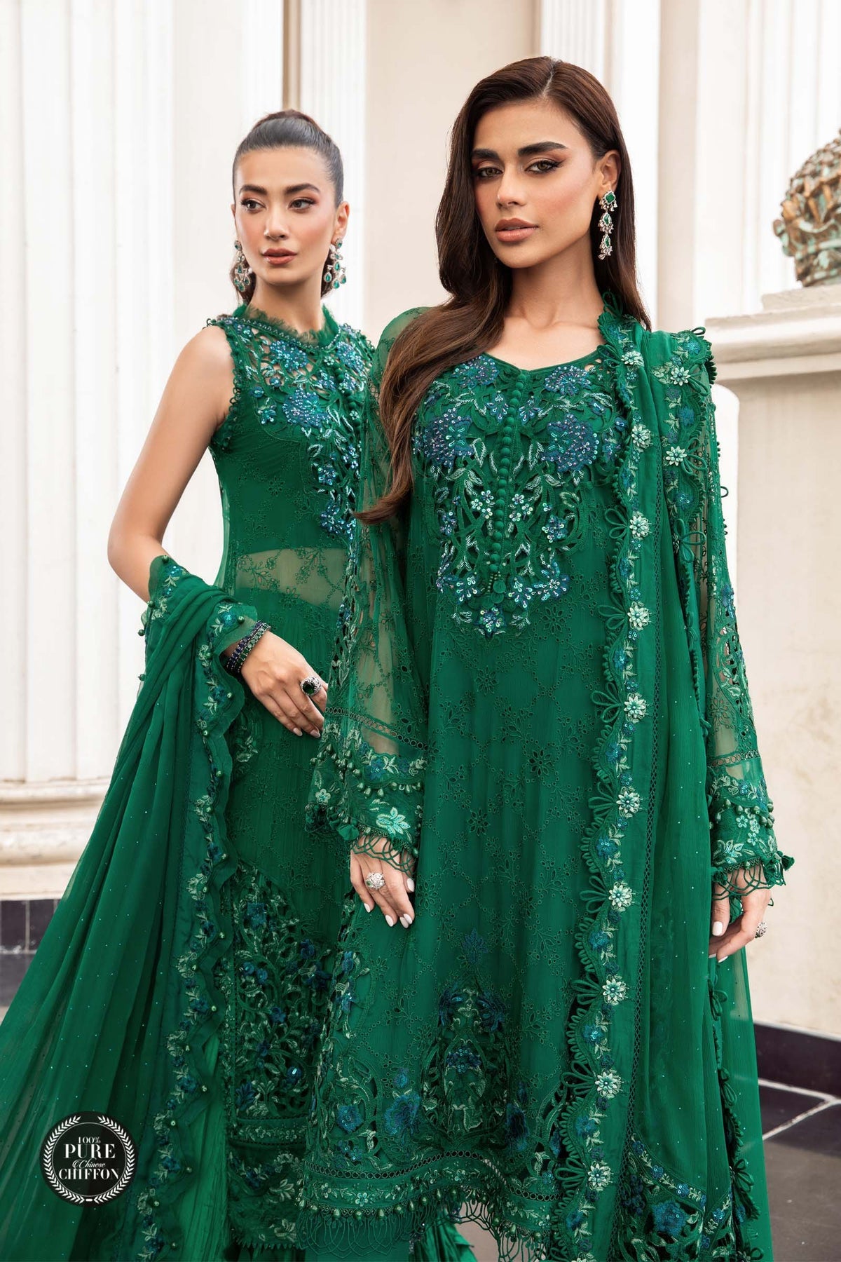 MPC-23-108 Emerald Green | Maria B | Pure Silk Chiffons Collection 2023