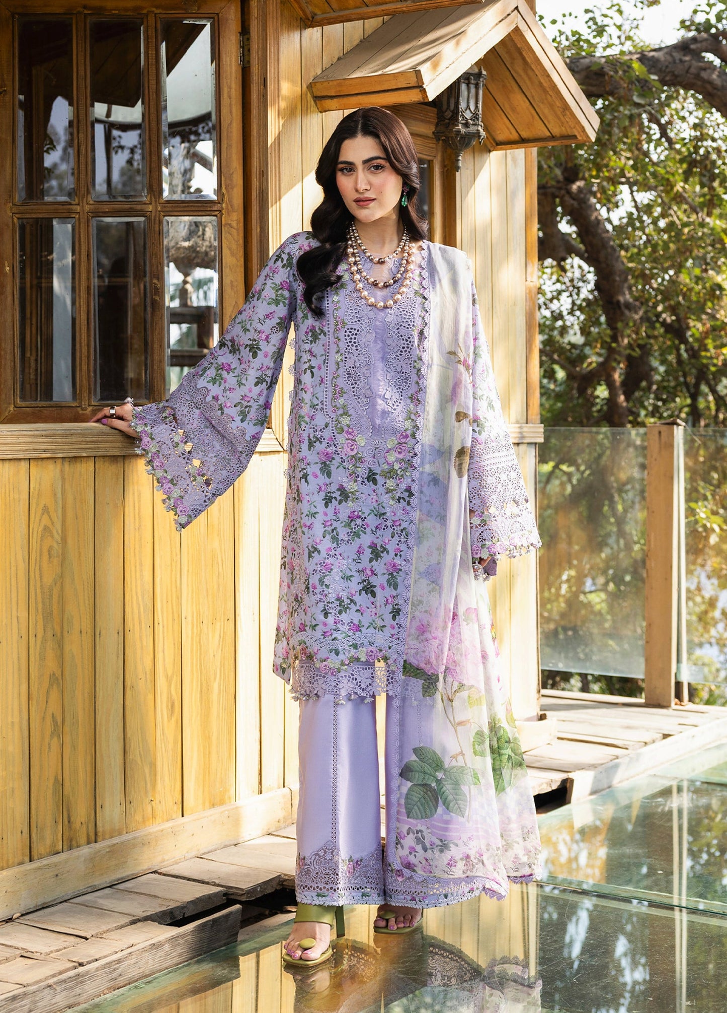 ERC-6B IRIS |  Elaf Premium | Chikankari Prints With Chiffon Dupatta Unstitched Collection 2026