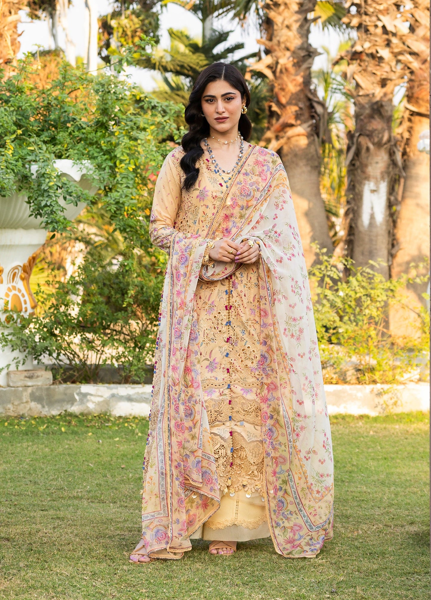 ERC-5B KHUSHEE |  Elaf Premium | Chikankari Prints With Chiffon Dupatta Unstitched Collection 2026