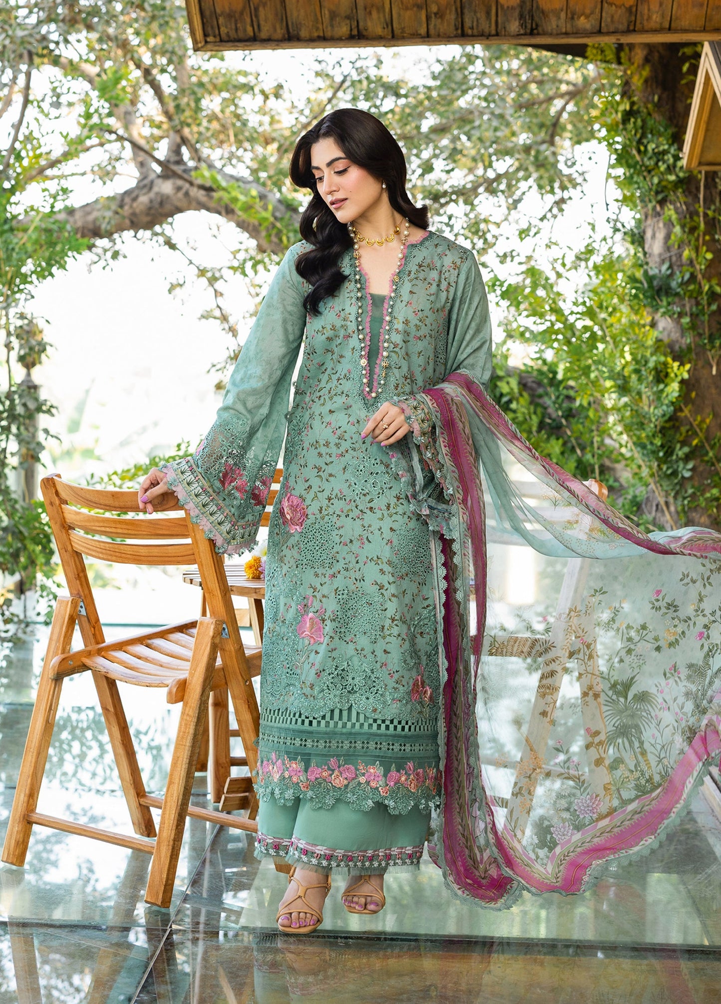 ERC-4B NAYAB |  Elaf Premium | Chikankari Prints With Chiffon Dupatta Unstitched Collection 2026