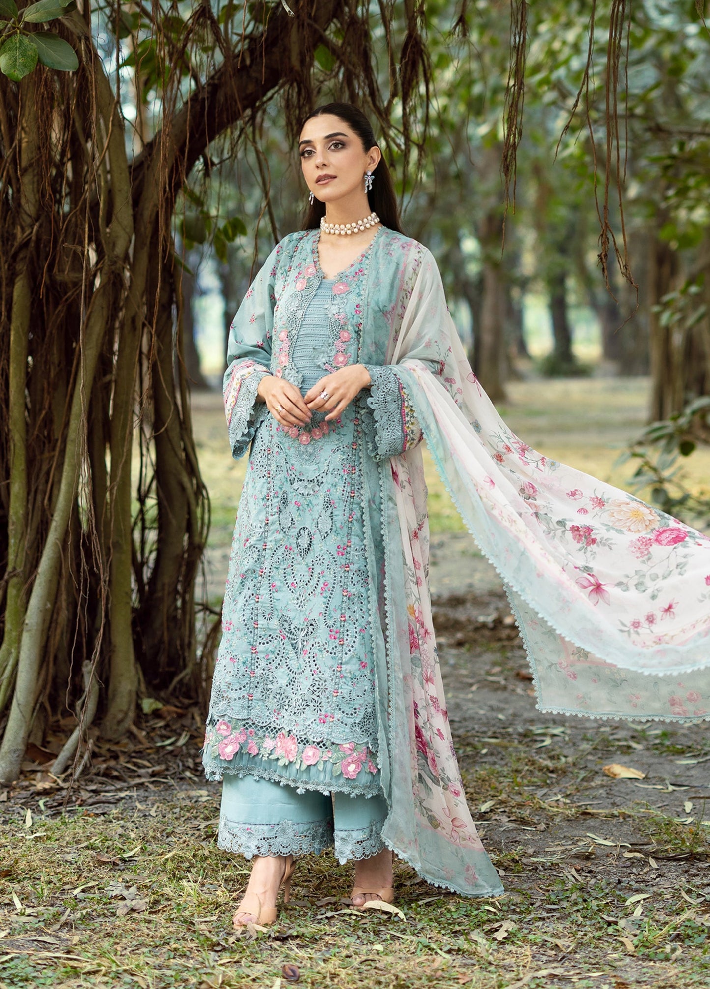 ERC-2B BATIK |  Elaf Premium | Chikankari Prints With Chiffon Dupatta Unstitched Collection 2026
