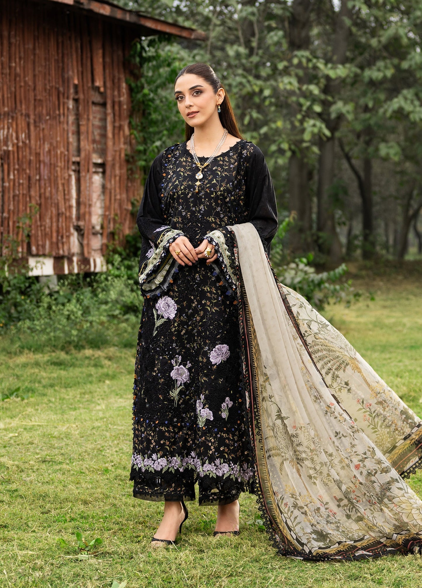ERC-4A KOYAL |  Elaf Premium | Chikankari Prints With Chiffon Dupatta Unstitched Collection 2026