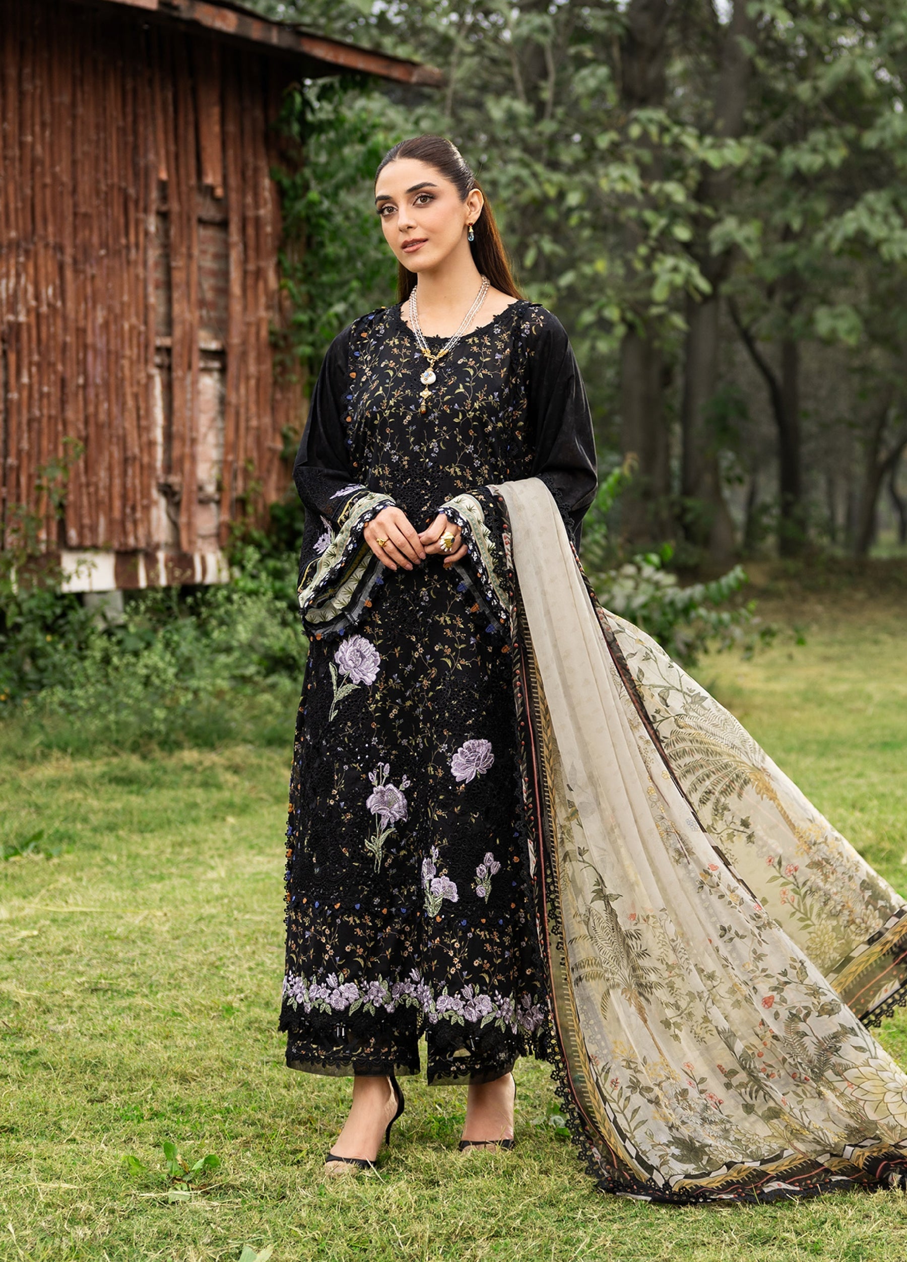 ERC-4A KOYAL |  Elaf Premium | Chikankari Prints With Chiffon Dupatta Unstitched Collection 2026