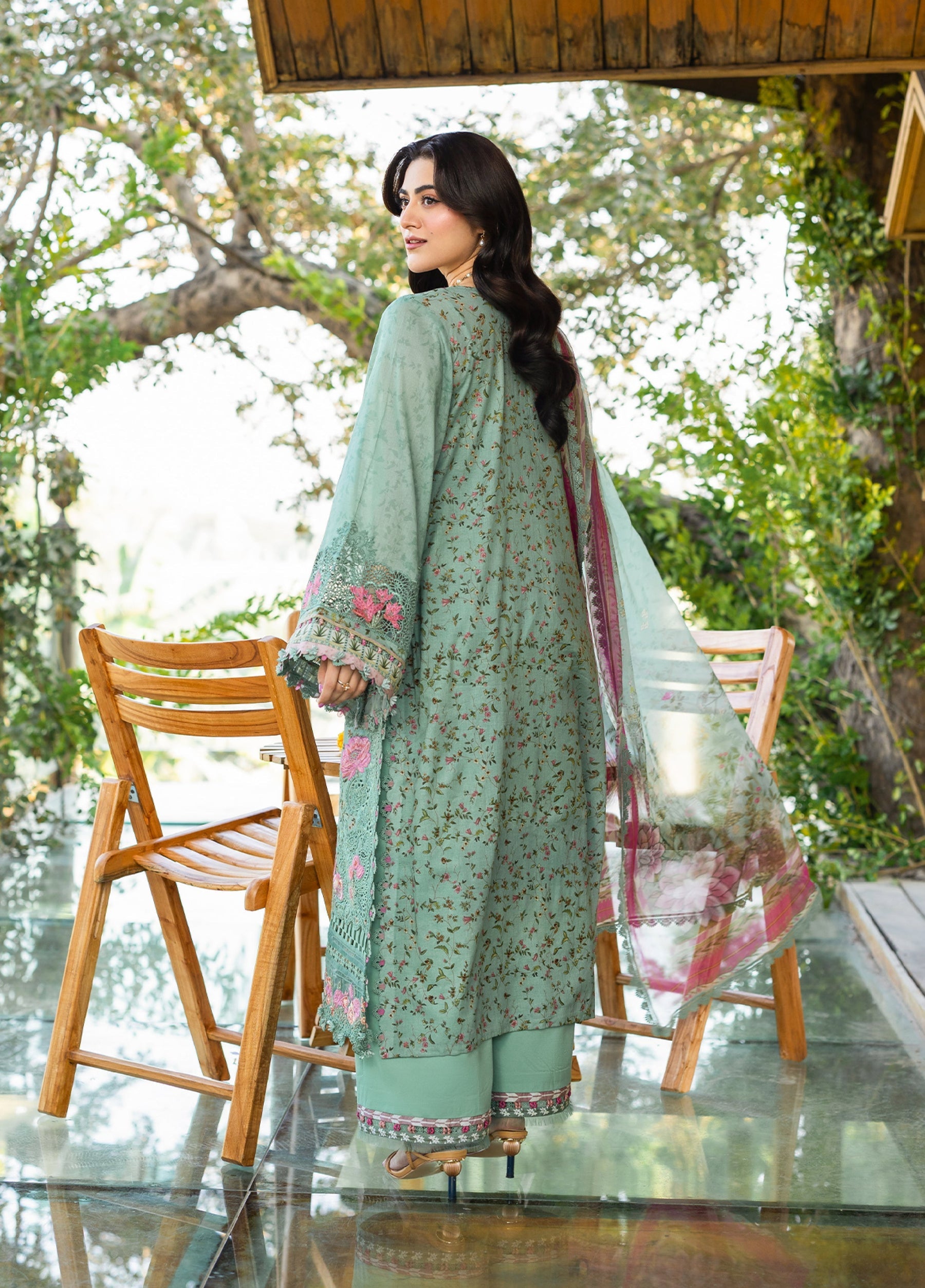 ERC-4B NAYAB |  Elaf Premium | Chikankari Prints With Chiffon Dupatta Unstitched Collection 2026