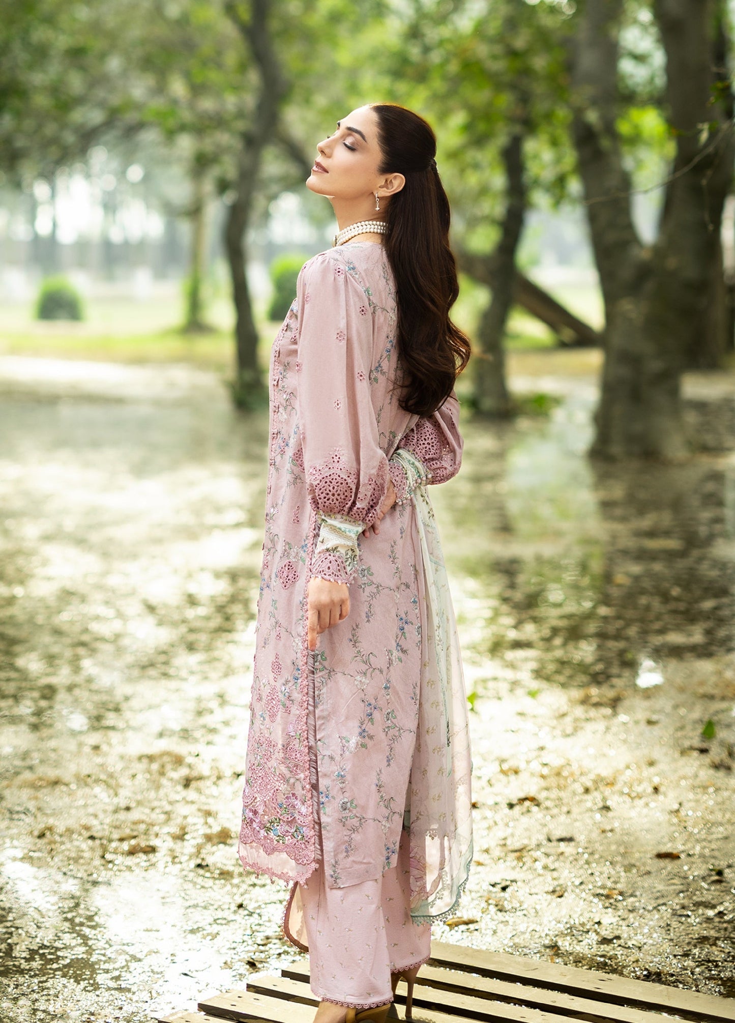 ERC-8A SAHAA |  Elaf Premium | Chikankari Prints With Chiffon Dupatta Unstitched Collection 2026