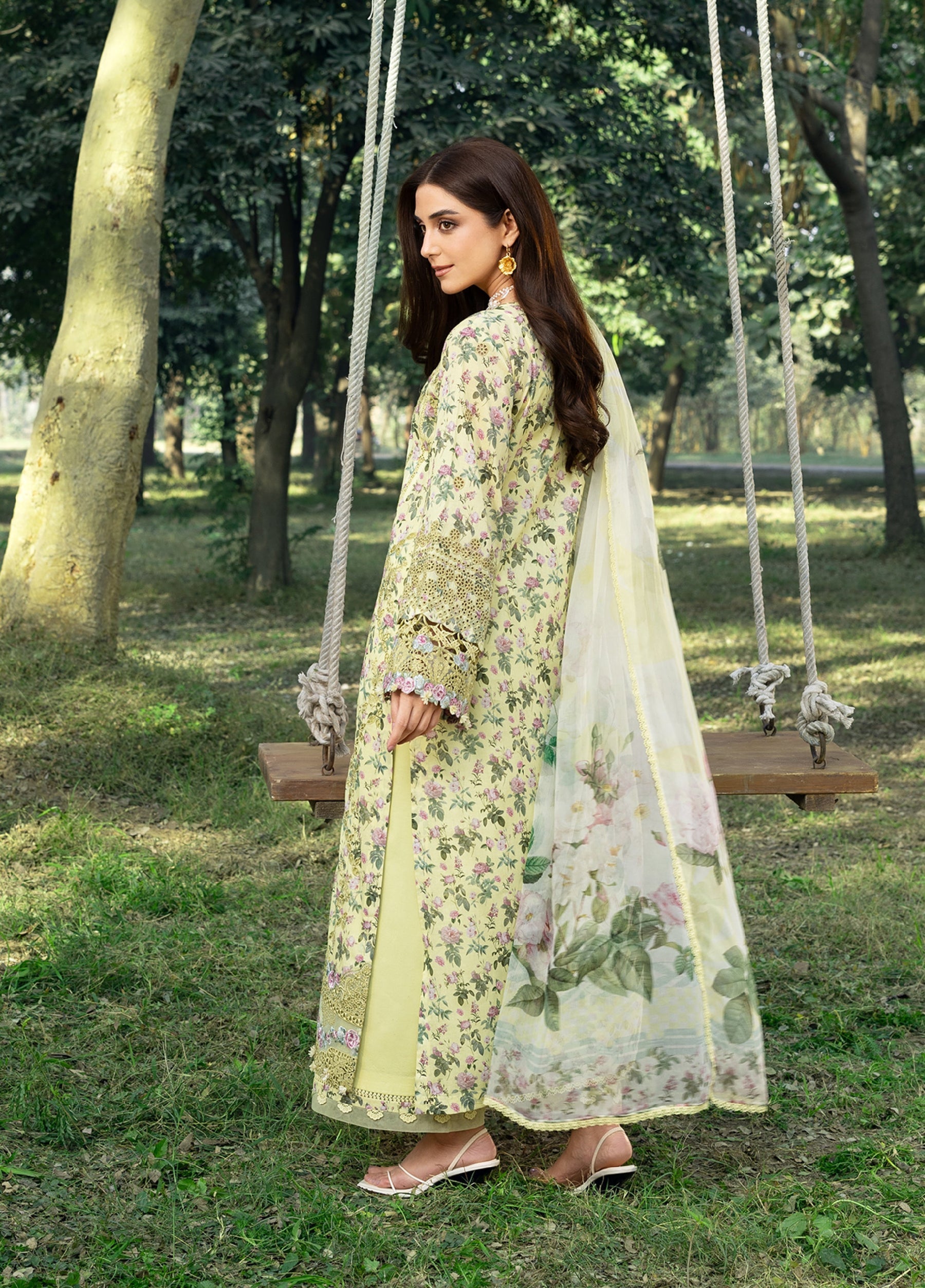 ERC-6A EYRA |  Elaf Premium | Chikankari Prints With Chiffon Dupatta Unstitched Collection 2026
