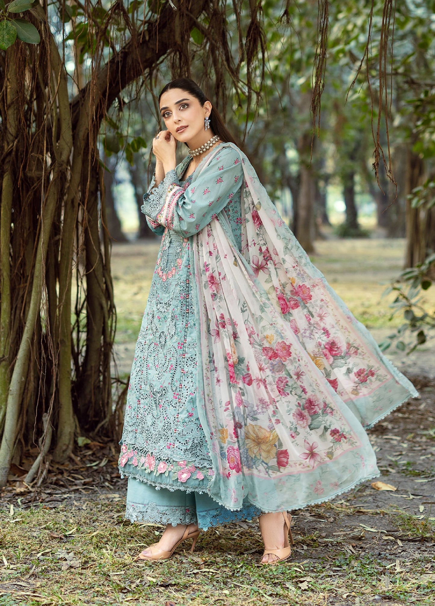 ERC-2B BATIK |  Elaf Premium | Chikankari Prints With Chiffon Dupatta Unstitched Collection 2026