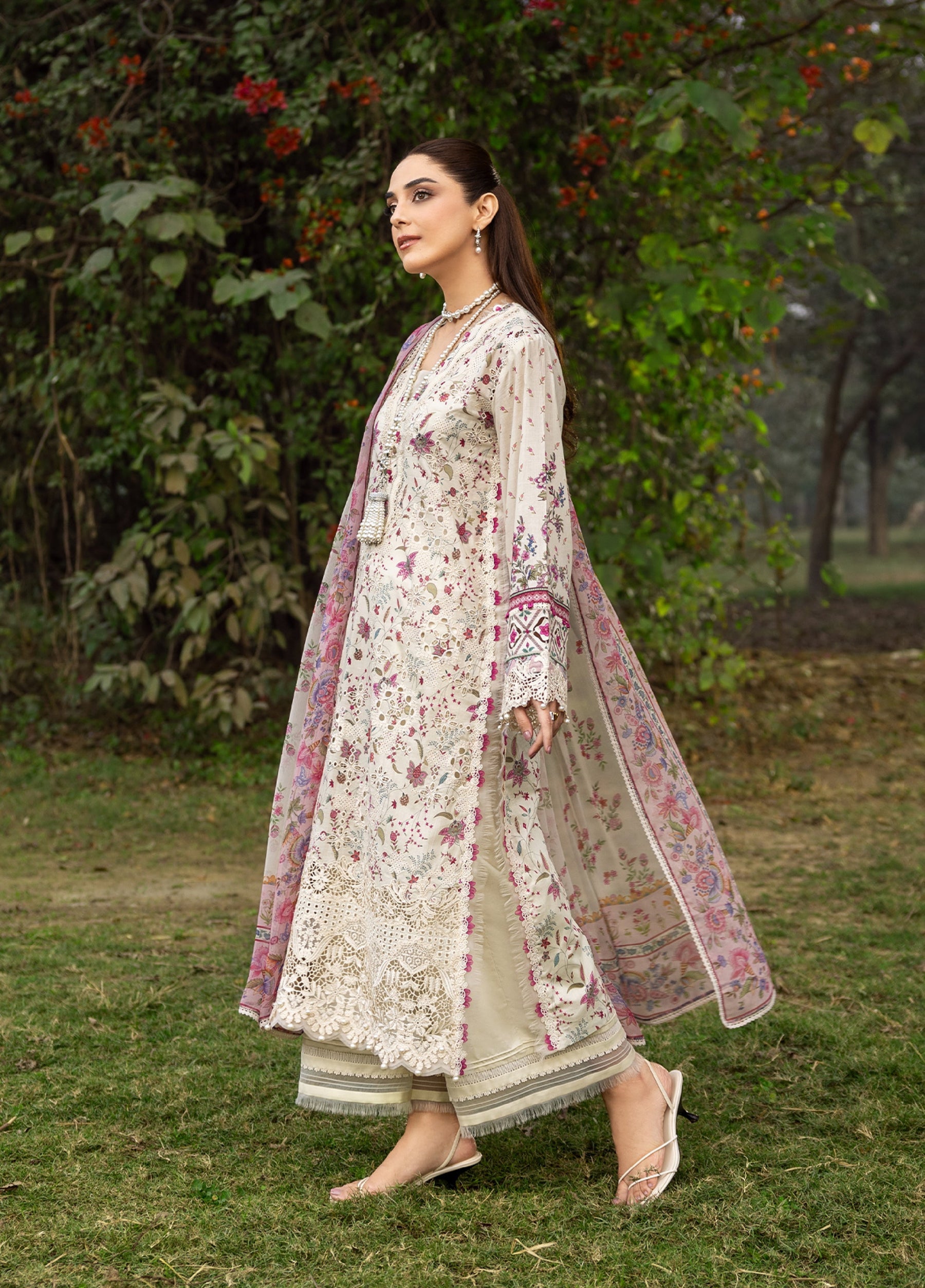 ERC-5A MEHR |  Elaf Premium | Chikankari Prints With Chiffon Dupatta Unstitched Collection 2026