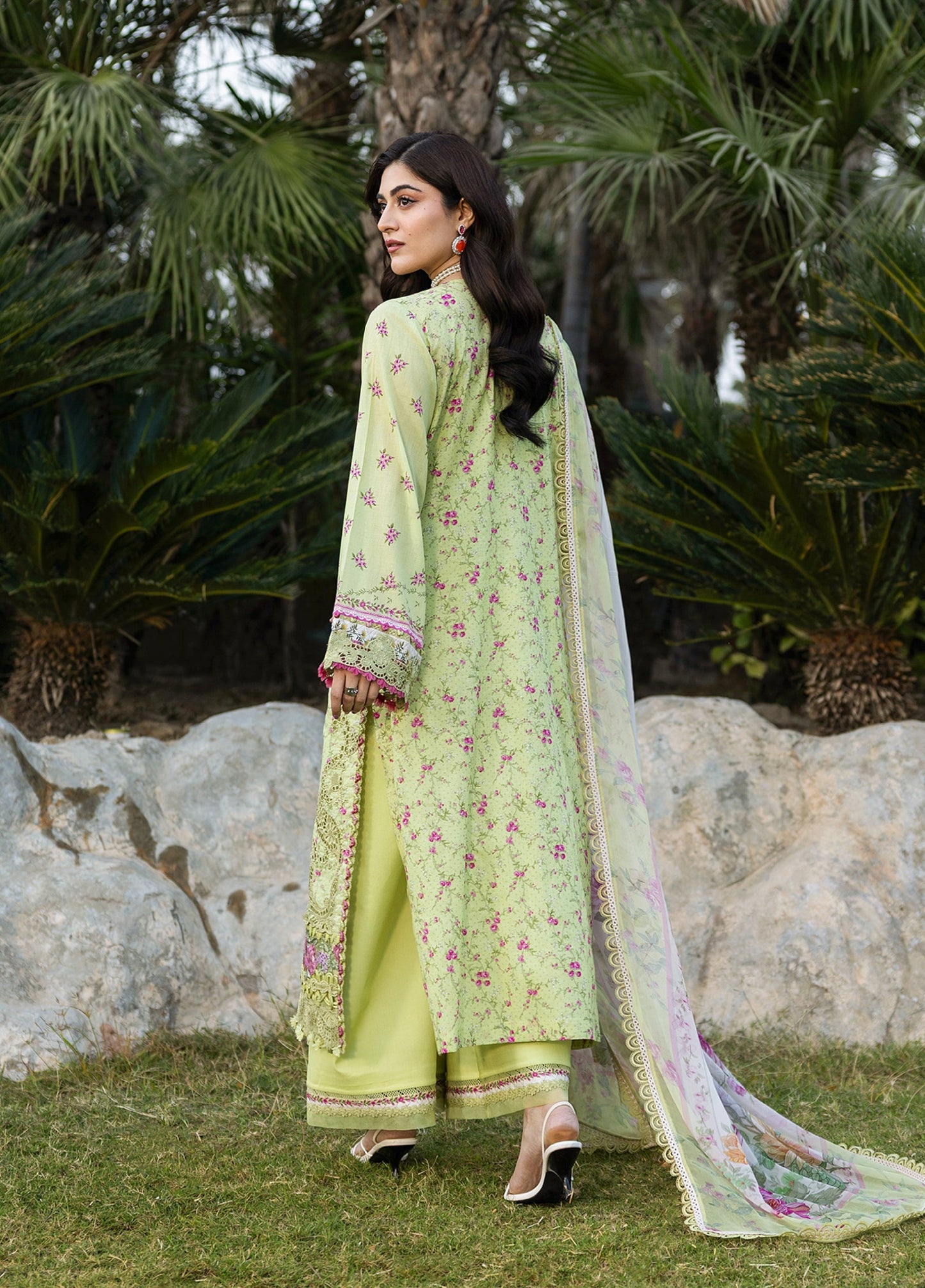 ERC-2A HINA |  Elaf Premium | Chikankari Prints With Chiffon Dupatta Unstitched Collection 2026