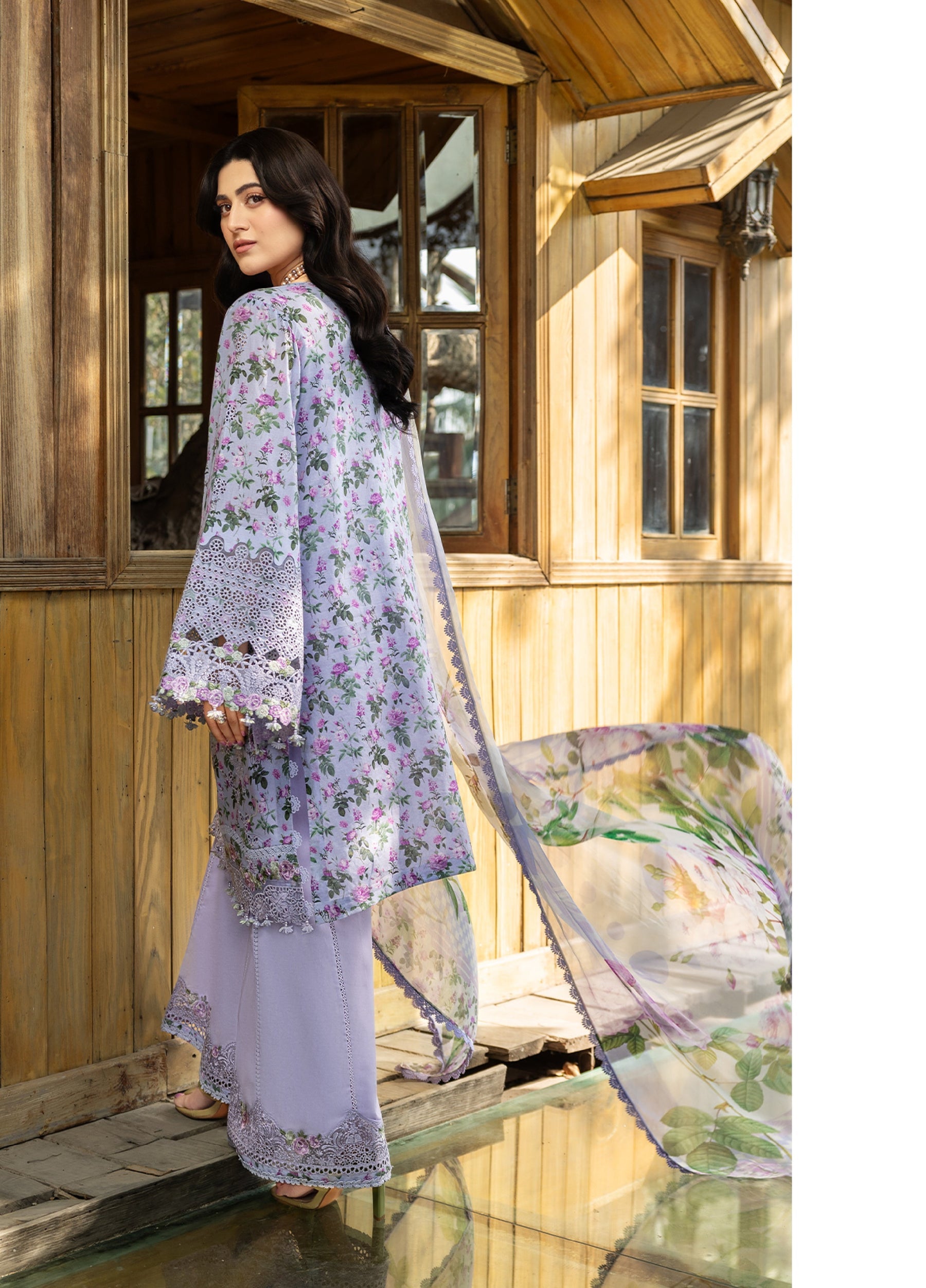 ERC-6B IRIS |  Elaf Premium | Chikankari Prints With Chiffon Dupatta Unstitched Collection 2026