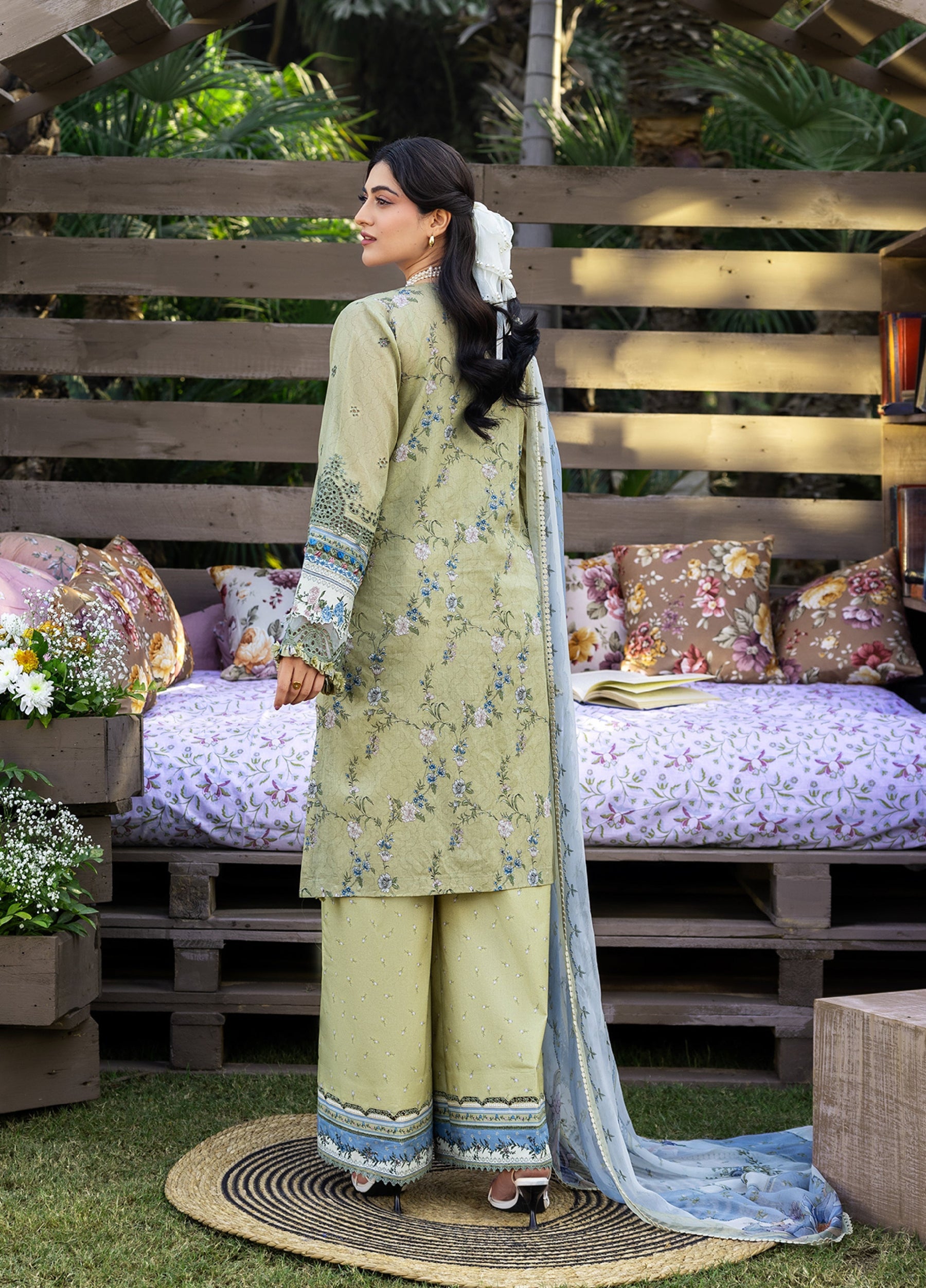 ERC-8B MENAH |  Elaf Premium | Chikankari Prints With Chiffon Dupatta Unstitched Collection 2026