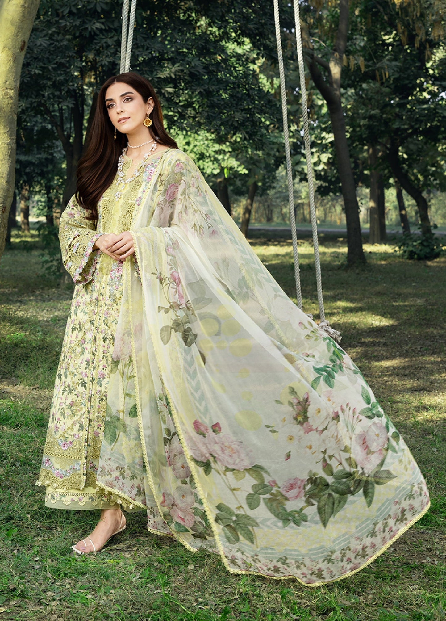 ERC-6A EYRA |  Elaf Premium | Chikankari Prints With Chiffon Dupatta Unstitched Collection 2026