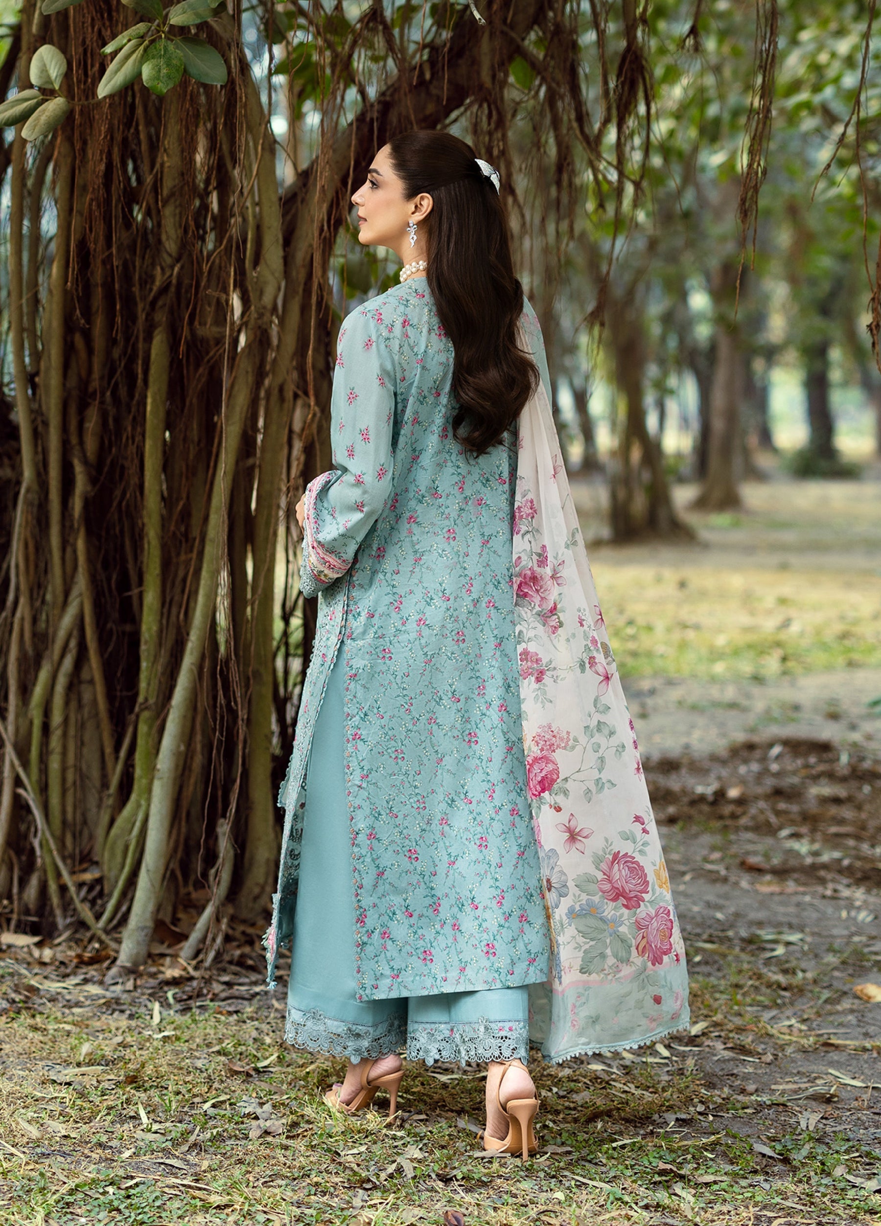 ERC-2B BATIK |  Elaf Premium | Chikankari Prints With Chiffon Dupatta Unstitched Collection 2026