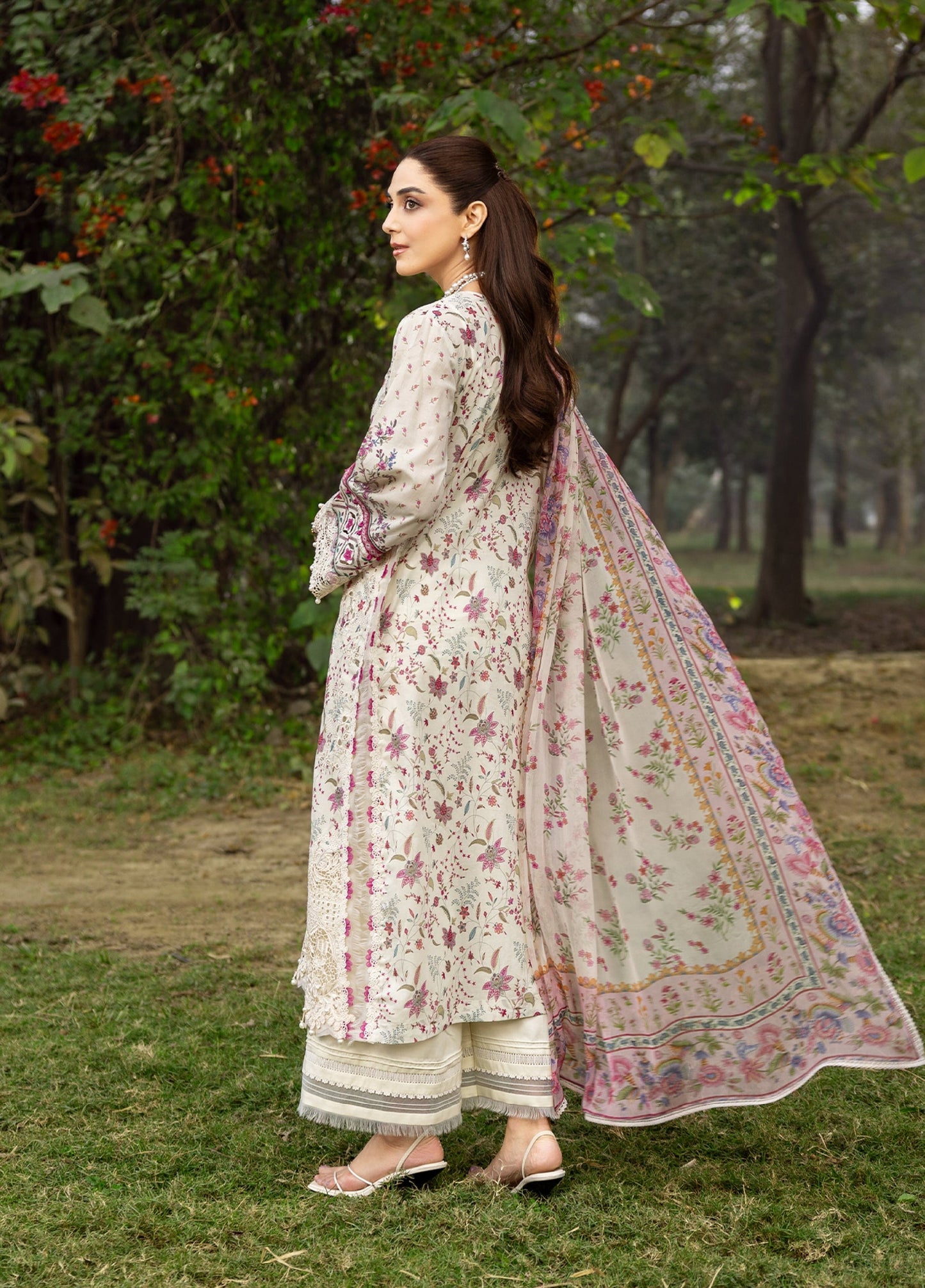 ERC-5A MEHR |  Elaf Premium | Chikankari Prints With Chiffon Dupatta Unstitched Collection 2026