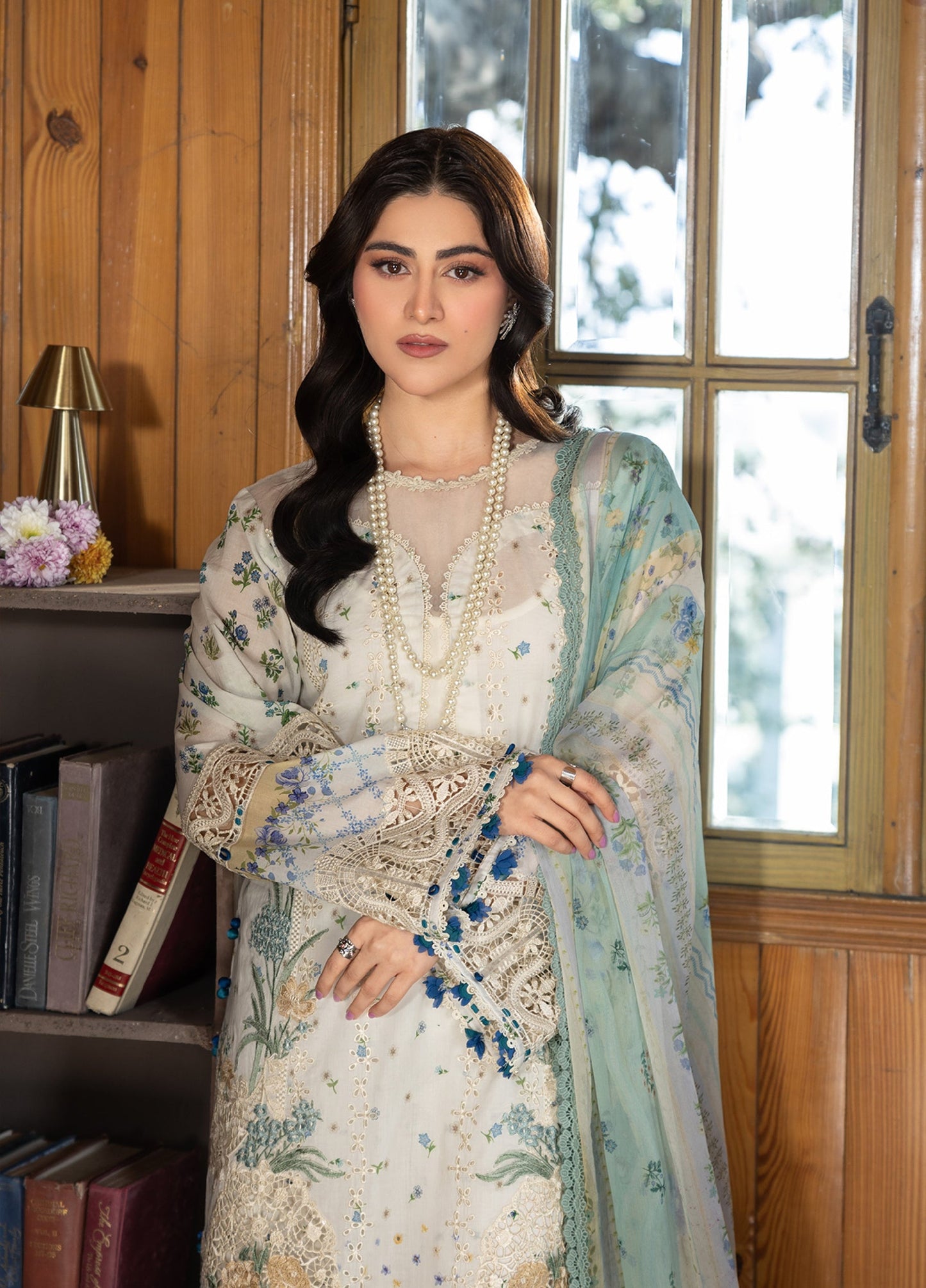 ERC-1A SAHIL |  Elaf Premium | Chikankari Prints With Chiffon Dupatta Unstitched Collection 2026 