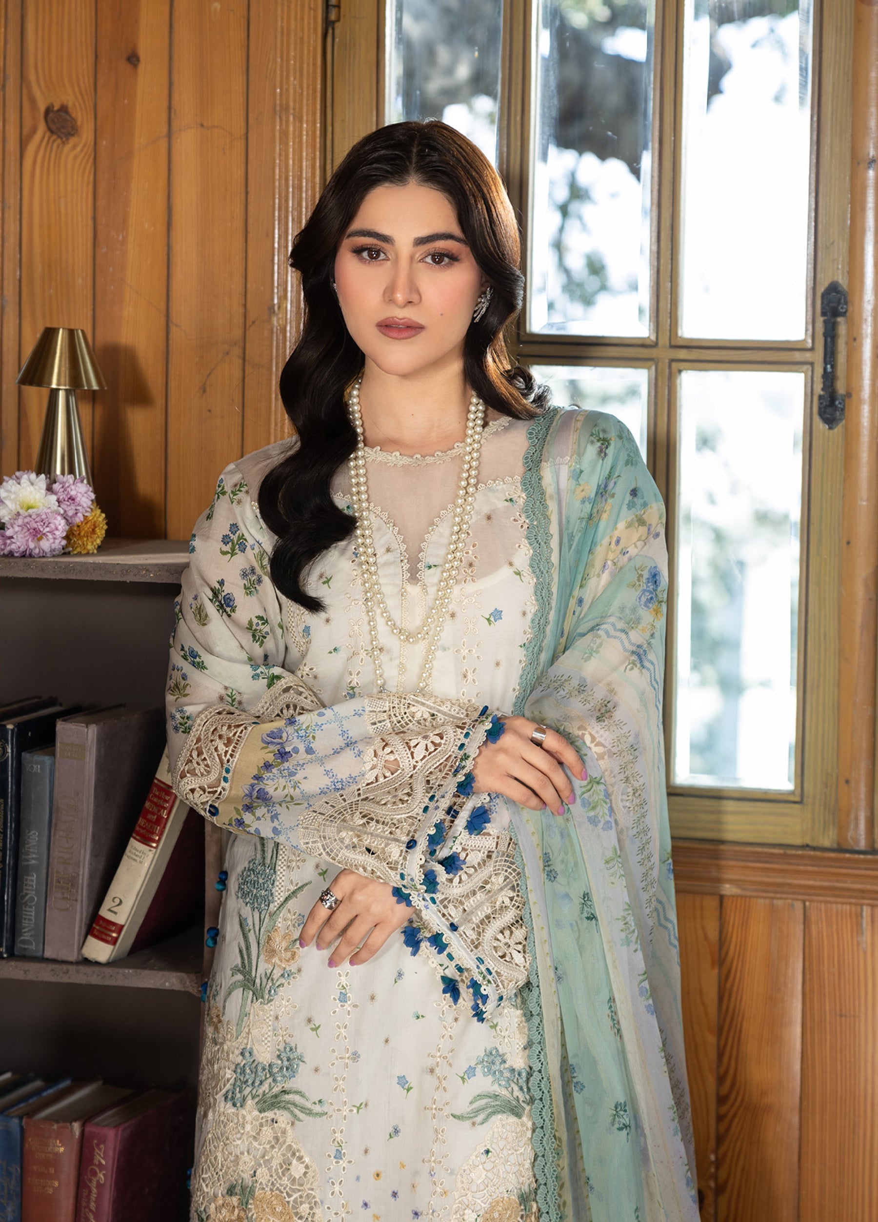 ERC-1A SAHIL |  Elaf Premium | Chikankari Prints With Chiffon Dupatta Unstitched Collection 2026 