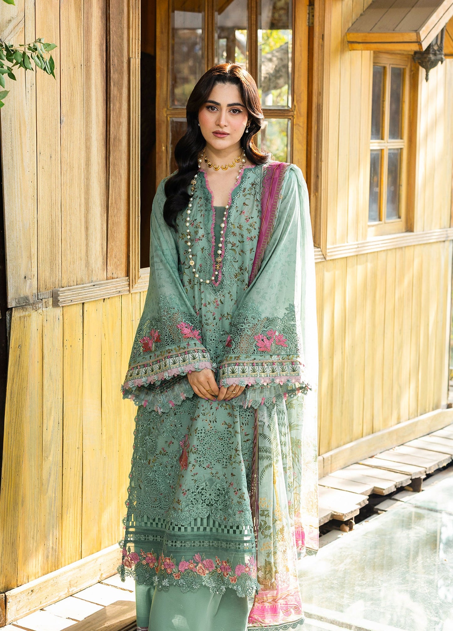 ERC-4B NAYAB |  Elaf Premium | Chikankari Prints With Chiffon Dupatta Unstitched Collection 2026