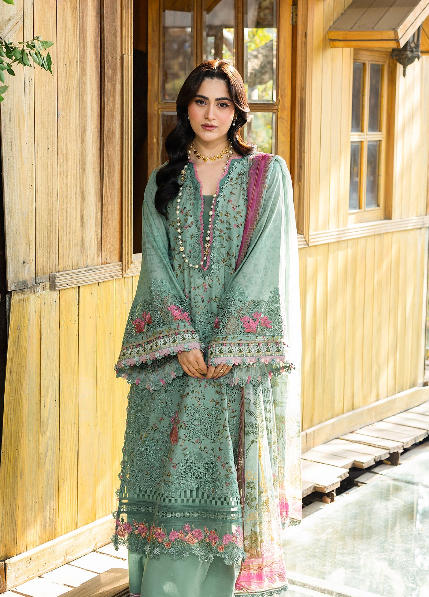 ERC-4B NAYAB |  Elaf Premium | Chikankari Prints With Chiffon Dupatta Unstitched Collection 2026