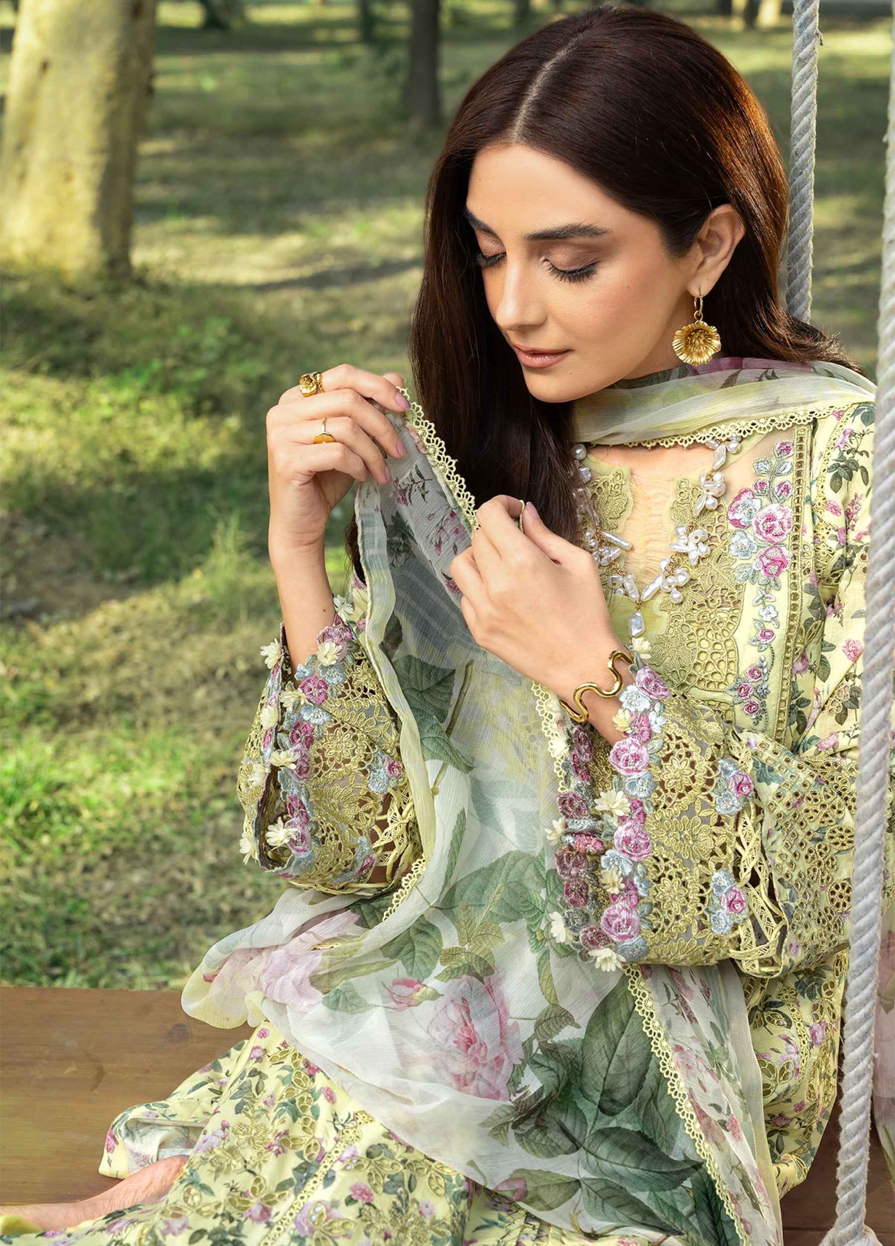 ERC-6A EYRA |  Elaf Premium | Chikankari Prints With Chiffon Dupatta Unstitched Collection 2026