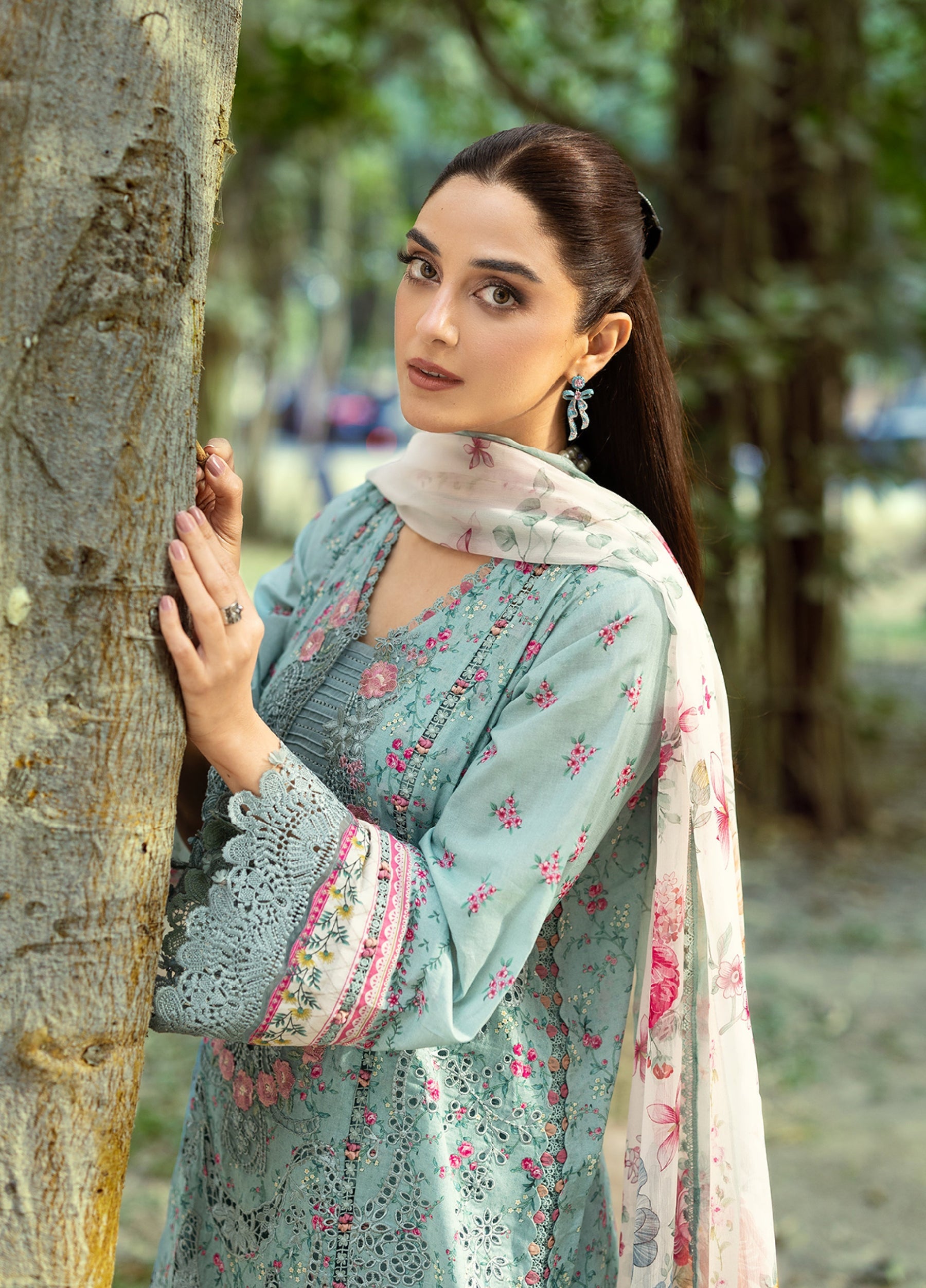 ERC-2B BATIK |  Elaf Premium | Chikankari Prints With Chiffon Dupatta Unstitched Collection 2026