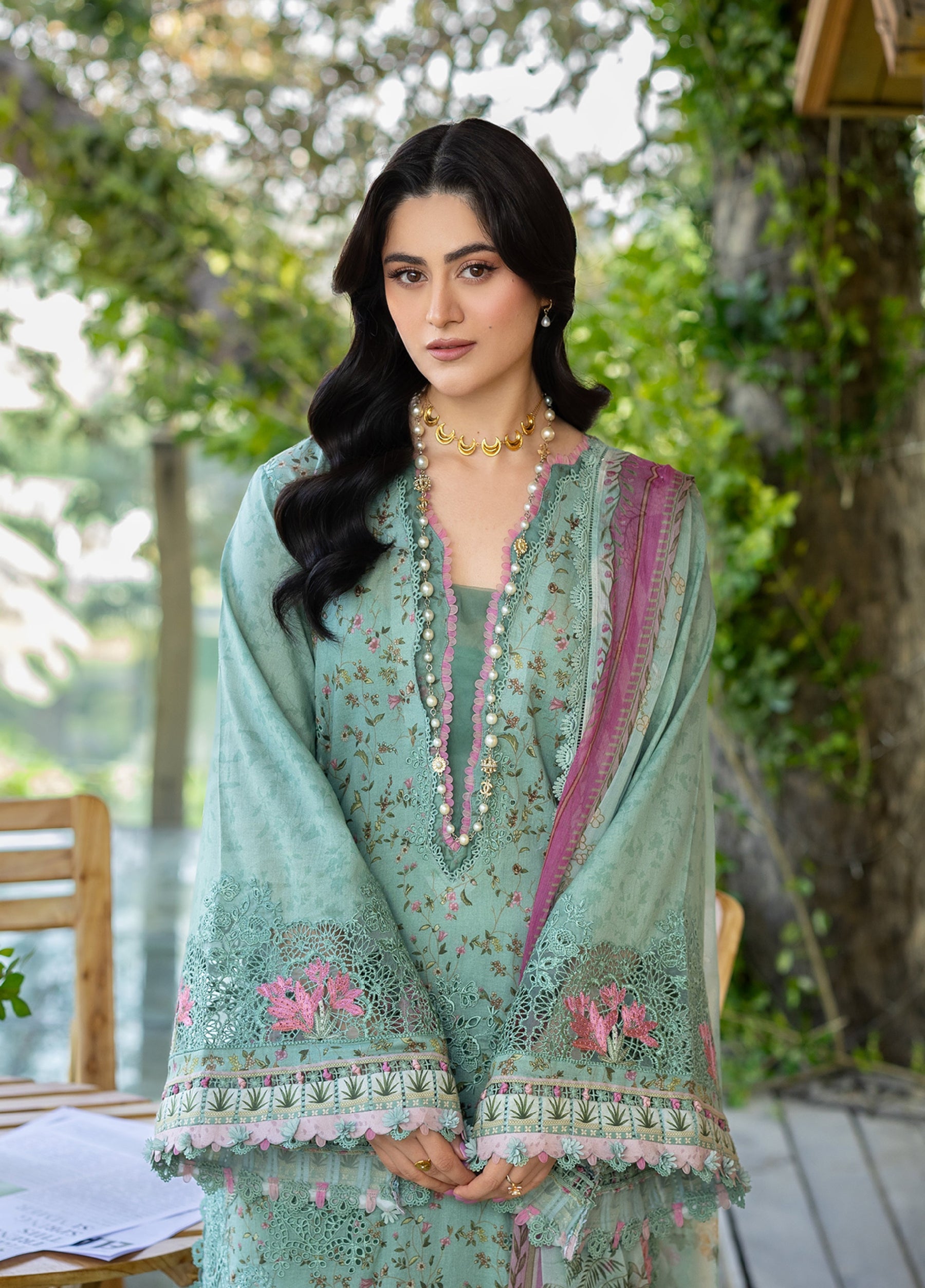 ERC-4B NAYAB |  Elaf Premium | Chikankari Prints With Chiffon Dupatta Unstitched Collection 2026
