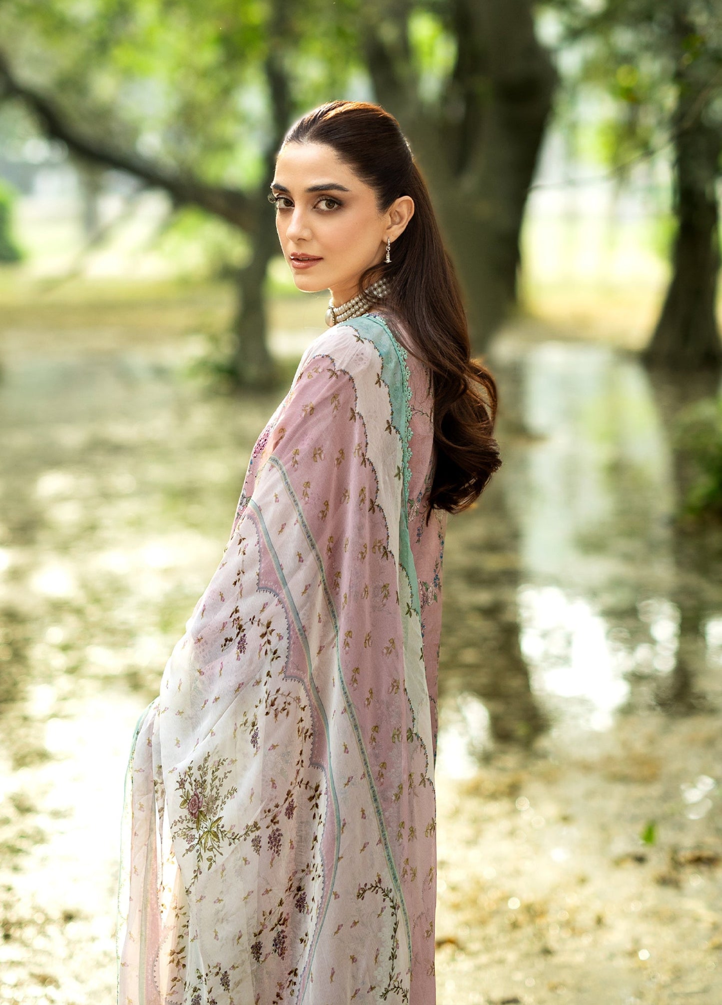 ERC-8A SAHAA |  Elaf Premium | Chikankari Prints With Chiffon Dupatta Unstitched Collection 2026