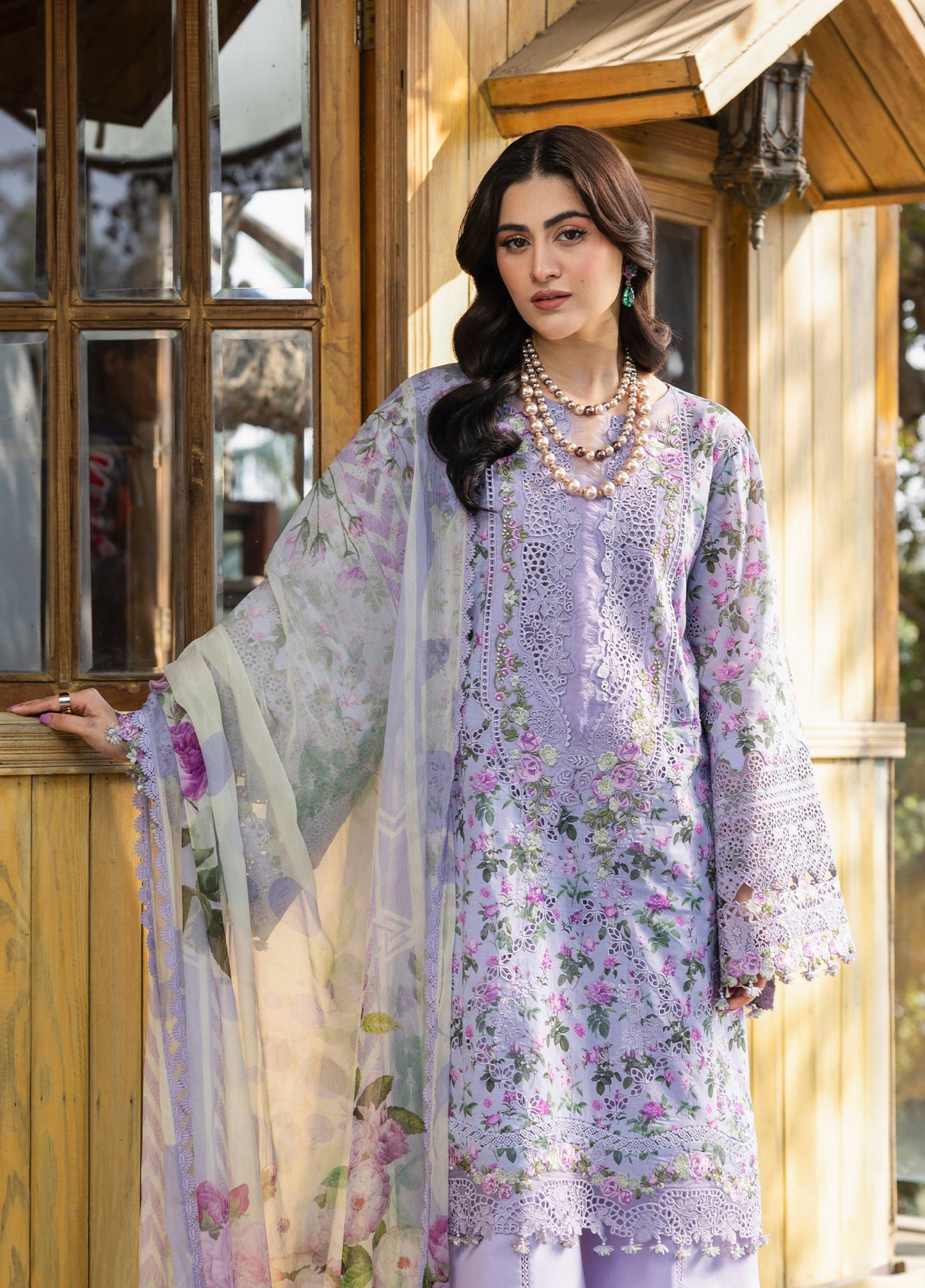 ERC-6B IRIS |  Elaf Premium | Chikankari Prints With Chiffon Dupatta Unstitched Collection 2026
