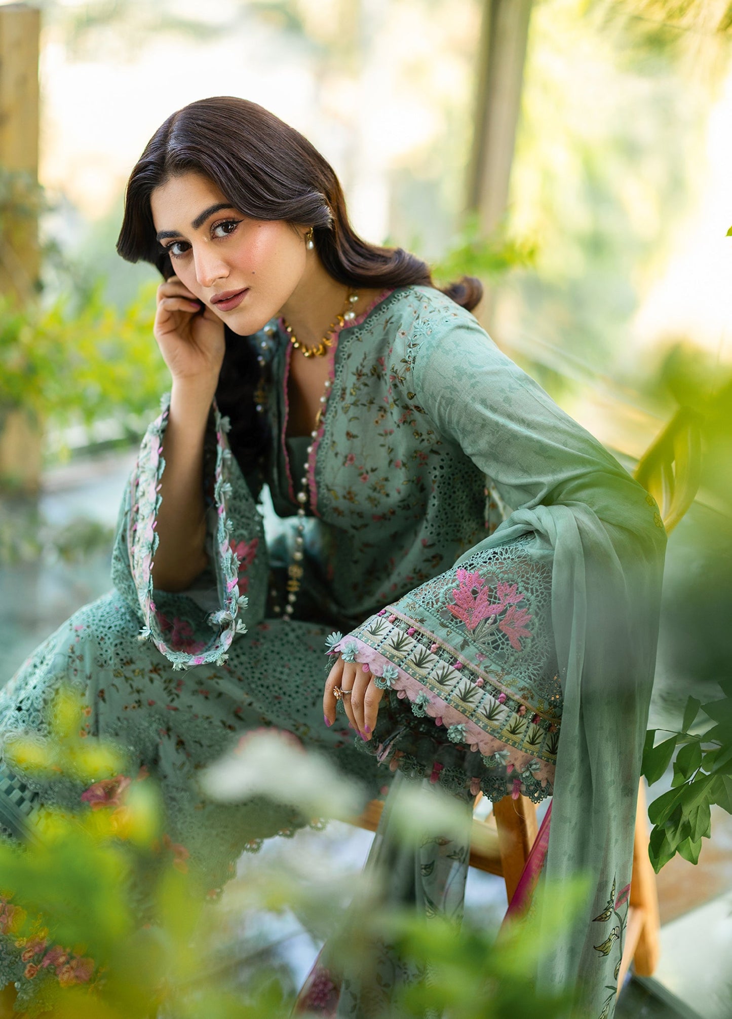 ERC-4B NAYAB |  Elaf Premium | Chikankari Prints With Chiffon Dupatta Unstitched Collection 2026
