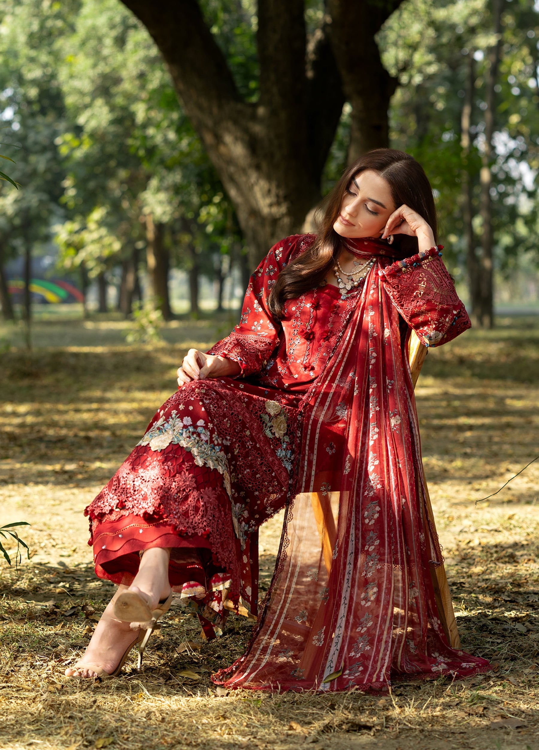 ERC-1B MARJAAN |  Elaf Premium | Chikankari Prints With Chiffon Dupatta Unstitched Collection 2026 