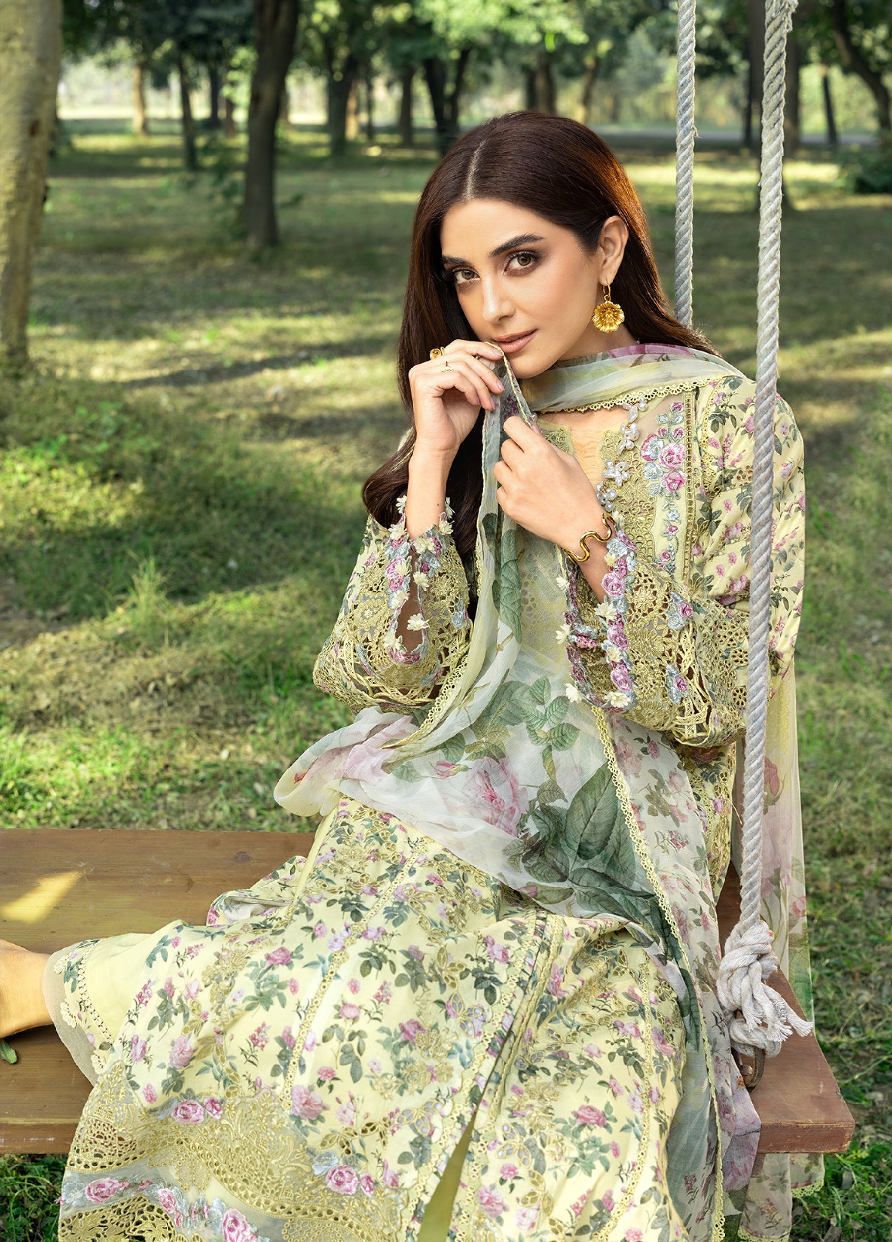 ERC-6A EYRA |  Elaf Premium | Chikankari Prints With Chiffon Dupatta Unstitched Collection 2026