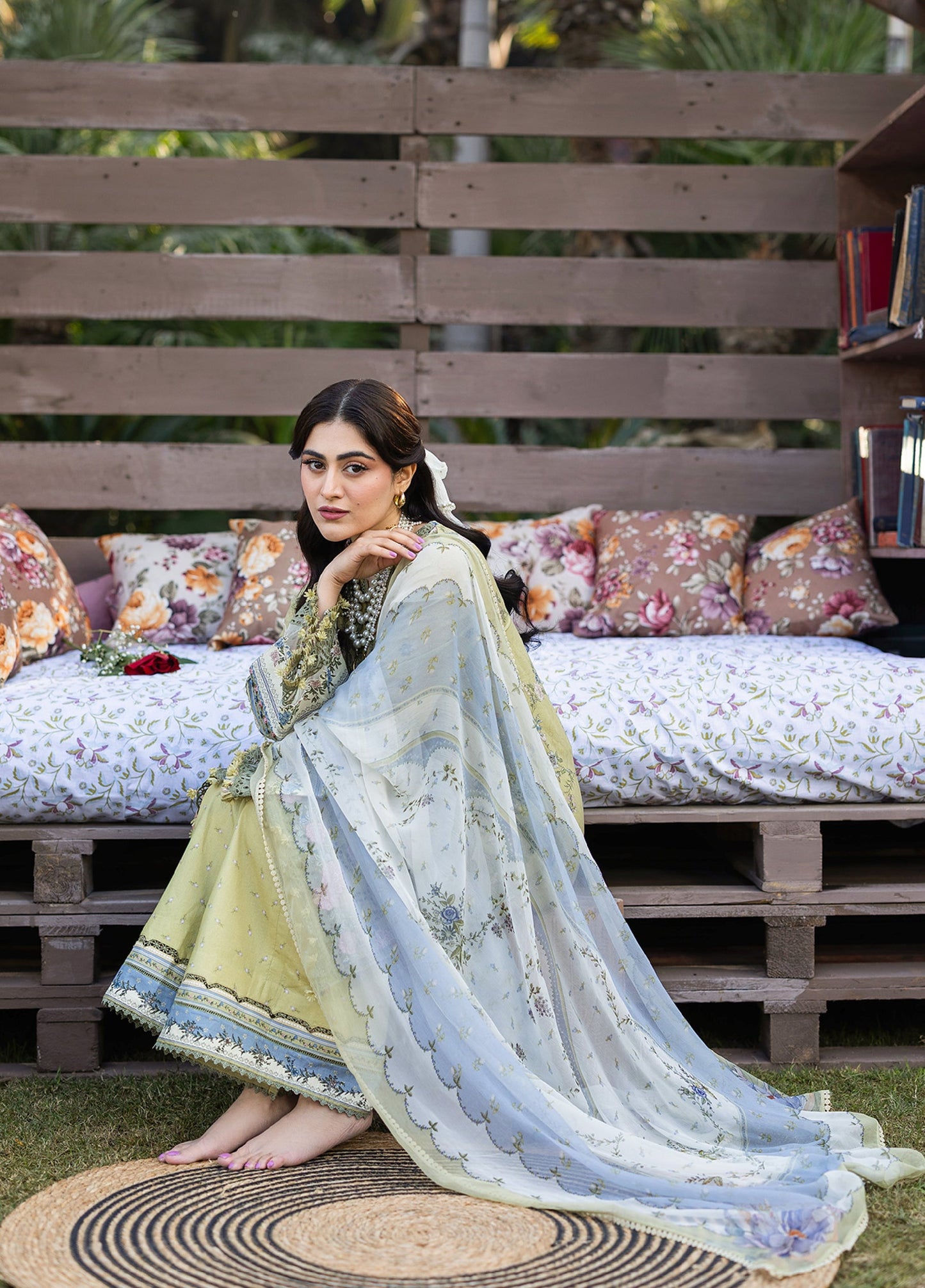 ERC-8B MENAH |  Elaf Premium | Chikankari Prints With Chiffon Dupatta Unstitched Collection 2026