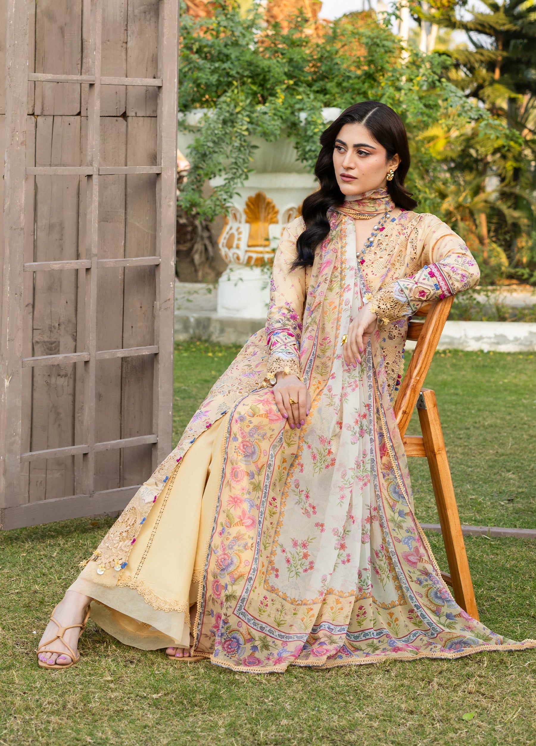ERC-5B KHUSHEE |  Elaf Premium | Chikankari Prints With Chiffon Dupatta Unstitched Collection 2026