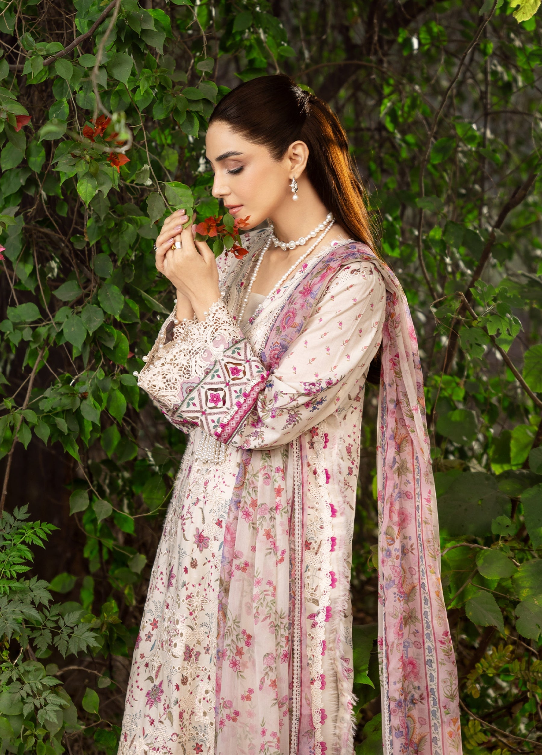 ERC-5A MEHR |  Elaf Premium | Chikankari Prints With Chiffon Dupatta Unstitched Collection 2026
